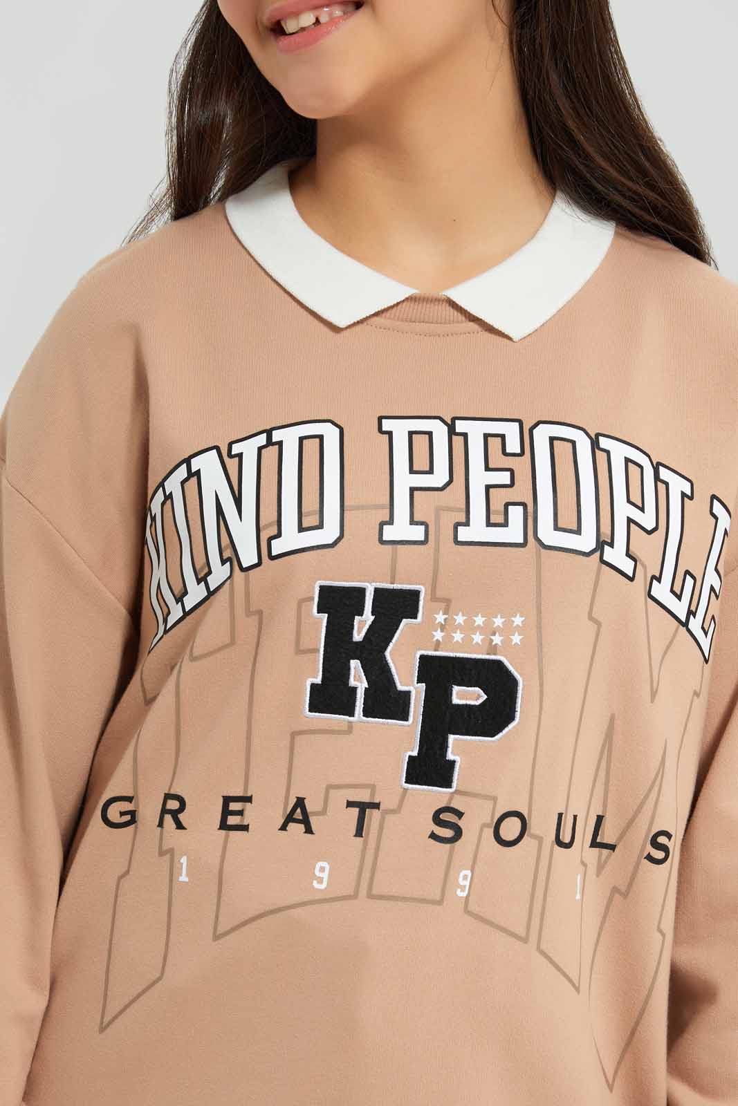 Redtag-Brown-Oversize-Sweatshirt-Category:Sweatshirts,-Colour:Brown,-Deals:New-In,-Filter:Senior-Girls-(8-to-14-Yrs),-GSR-Sweatshirts,-New-In-GSR-APL,-Non-Sale,-Section:Girls-(0-to-14Yrs),-W22B-Senior-Girls-9 to 14 Years