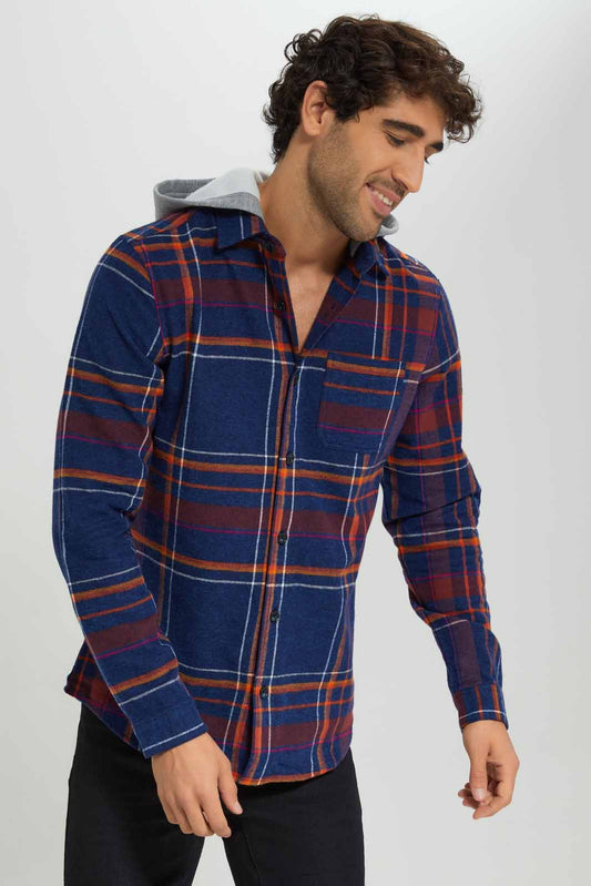 Redtag-Blue-Flannel-Shirt-With-Hoody-Category:Shirts,-Colour:Blue,-Deals:New-In,-Filter:Men's-Clothing,-Men-Shirts,-New-In-Men-APL,-Non-Sale,-Section:Men,-W22B-Men's-