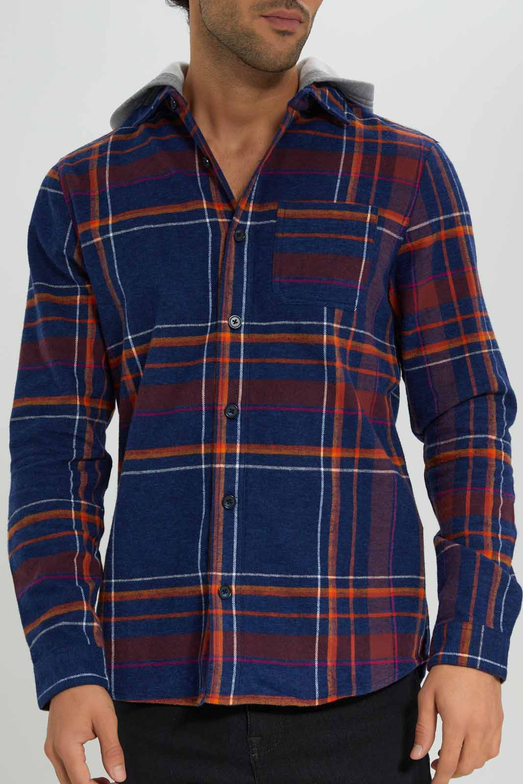 Redtag-Blue-Flannel-Shirt-With-Hoody-Category:Shirts,-Colour:Blue,-Deals:New-In,-Filter:Men's-Clothing,-Men-Shirts,-New-In-Men-APL,-Non-Sale,-Section:Men,-W22B-Men's-