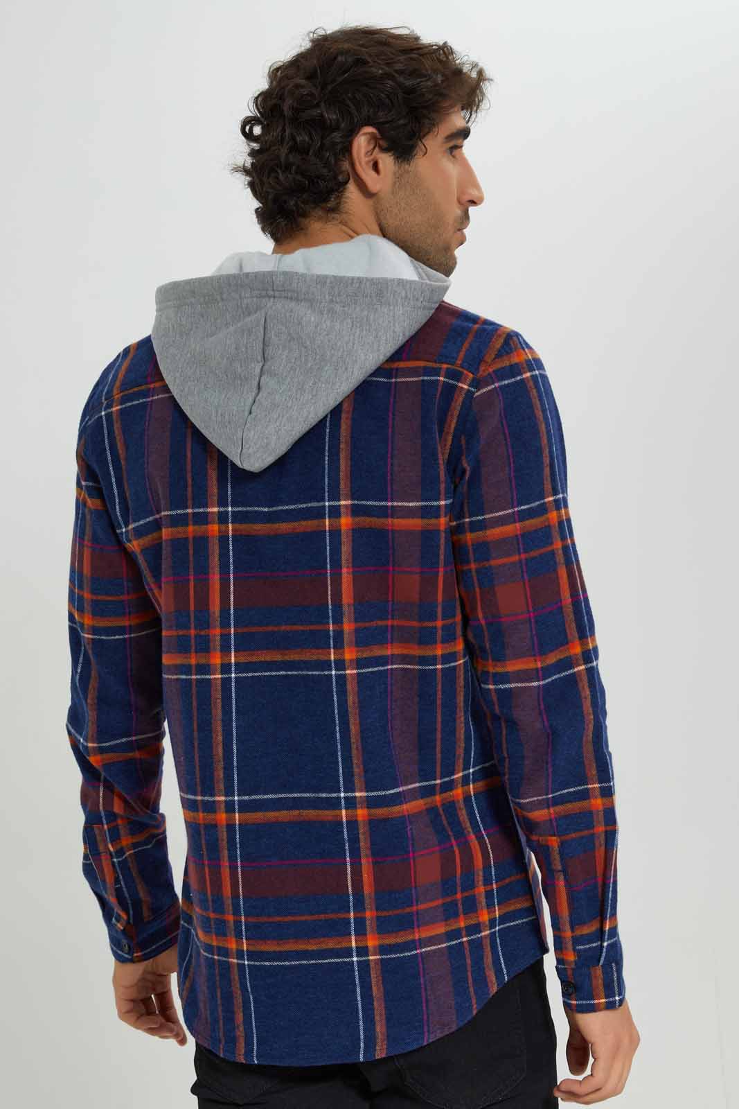 Redtag-Blue-Flannel-Shirt-With-Hoody-Category:Shirts,-Colour:Blue,-Deals:New-In,-Filter:Men's-Clothing,-Men-Shirts,-New-In-Men-APL,-Non-Sale,-Section:Men,-W22B-Men's-