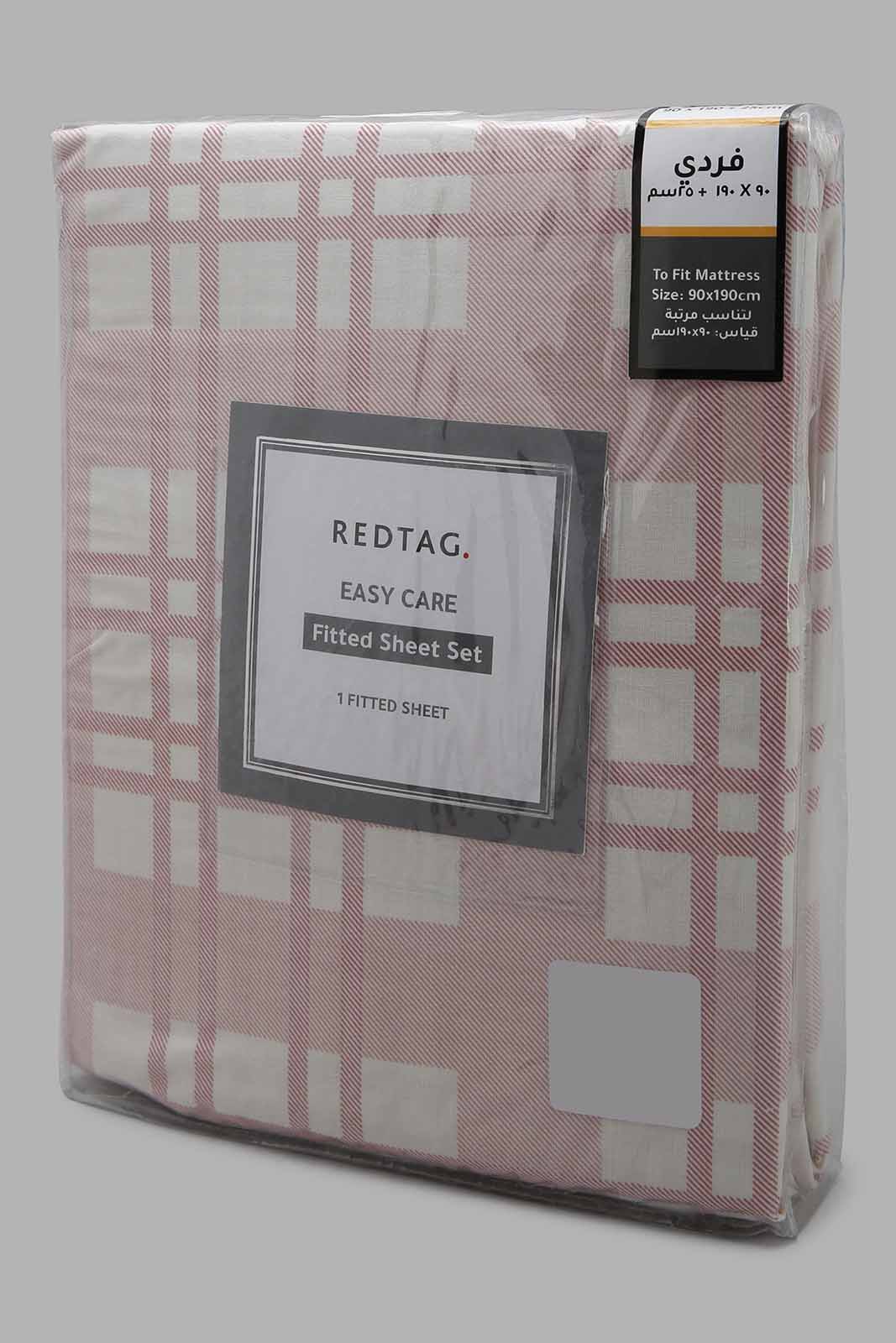 Redtag-Pink-Check-Printed-Fitted-Sheet-(Single-Size)-Category:Fitted-Sheets,-Colour:Pink,-Deals:New-In,-Filter:Home-Bedroom,-HMW-BED-Fitted-Sheets,-New-In-HMW-BED,-Non-Sale,-Section:Homewares,-W22B-Home-Bedroom-