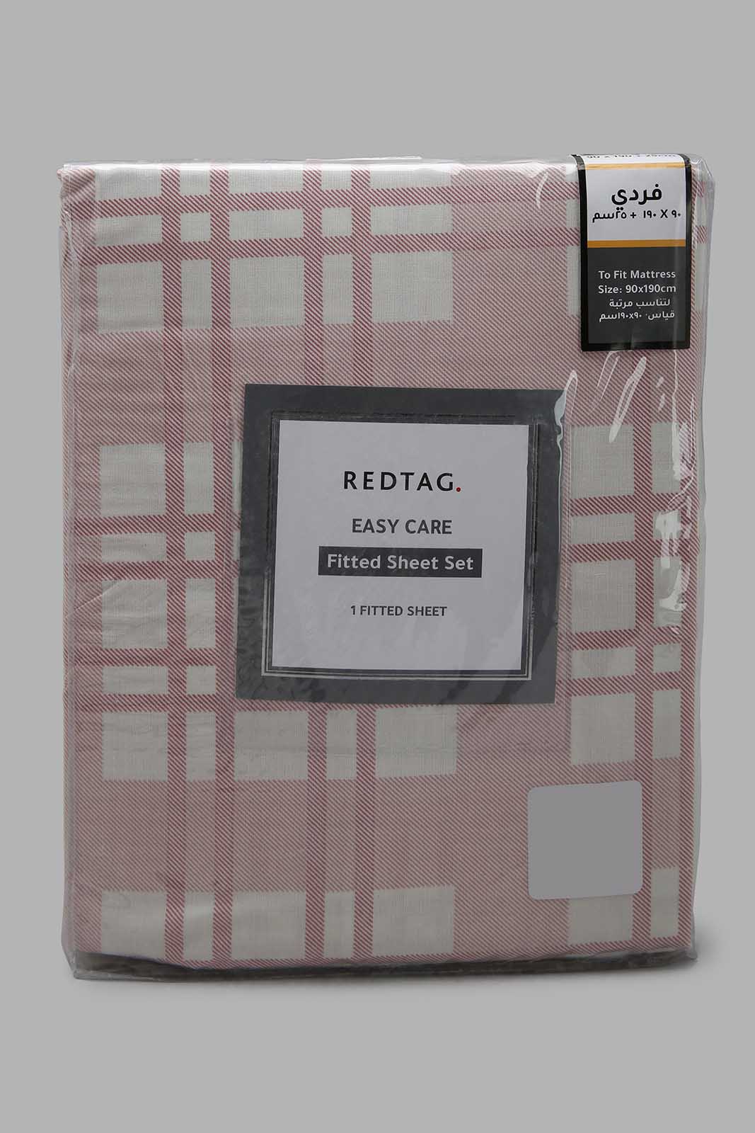 Redtag-Pink-Check-Printed-Fitted-Sheet-(Single-Size)-Category:Fitted-Sheets,-Colour:Pink,-Deals:New-In,-Filter:Home-Bedroom,-HMW-BED-Fitted-Sheets,-New-In-HMW-BED,-Non-Sale,-Section:Homewares,-W22B-Home-Bedroom-