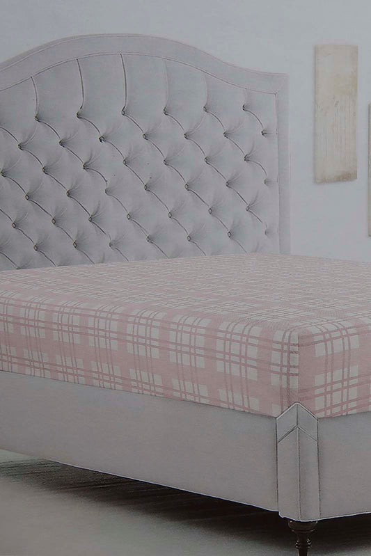 Redtag-Pink-Check-Printed-Fitted-Sheet-(King-Size)-Category:Fitted-Sheets,-Colour:Pink,-Deals:New-In,-Filter:Home-Bedroom,-HMW-BED-Fitted-Sheets,-New-In-HMW-BED,-Non-Sale,-Section:Homewares,-W22B-Home-Bedroom-