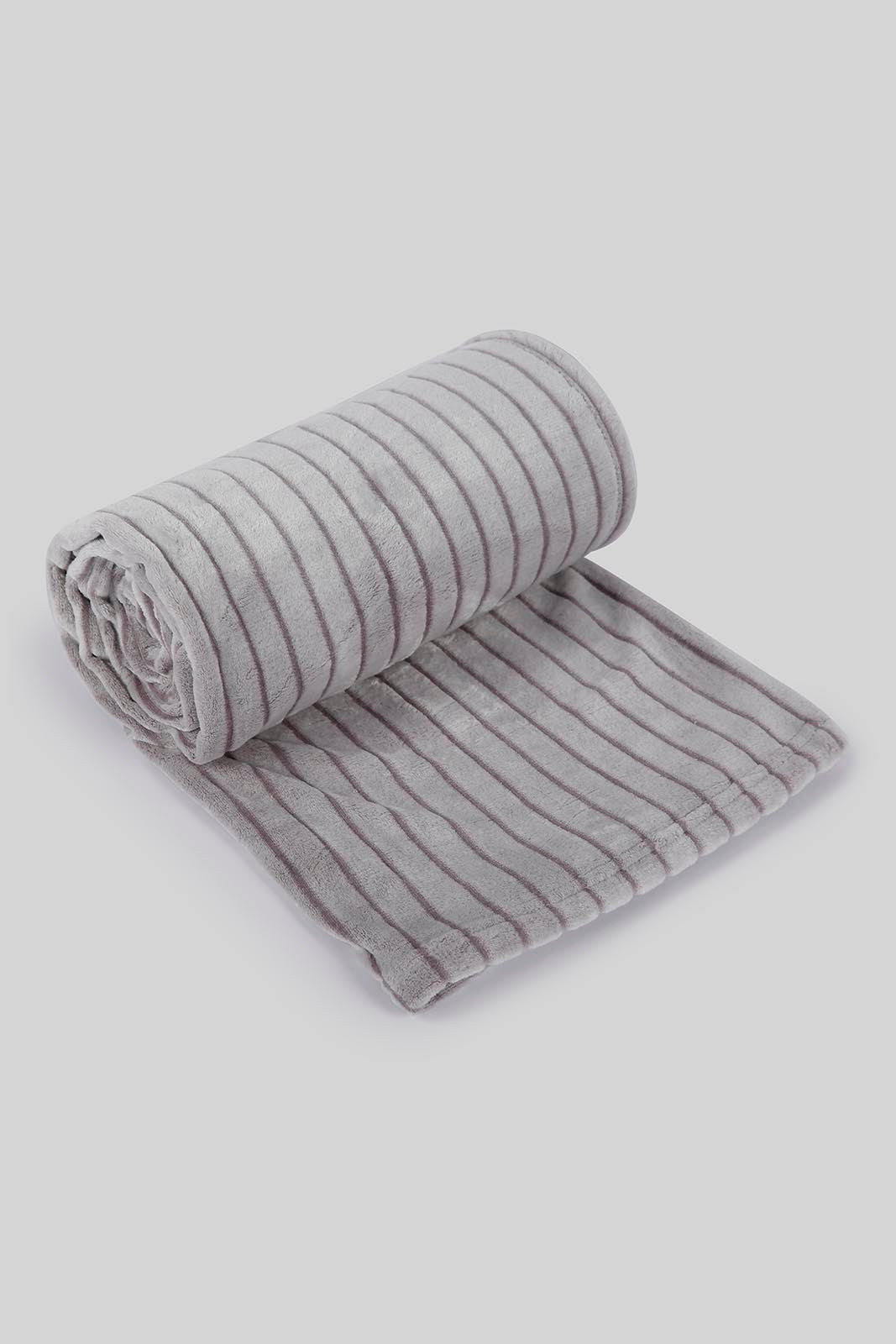Redtag-Grey-Carved-Stripe-Blanket-(Single-Size)-Category:Blankets,-Colour:Grey,-Deals:New-In,-Filter:Home-Bedroom,-HMW-BED-Blankets,-New-In-HMW-BED,-Non-Sale,-Section:Homewares,-W22B-Home-Bedroom-