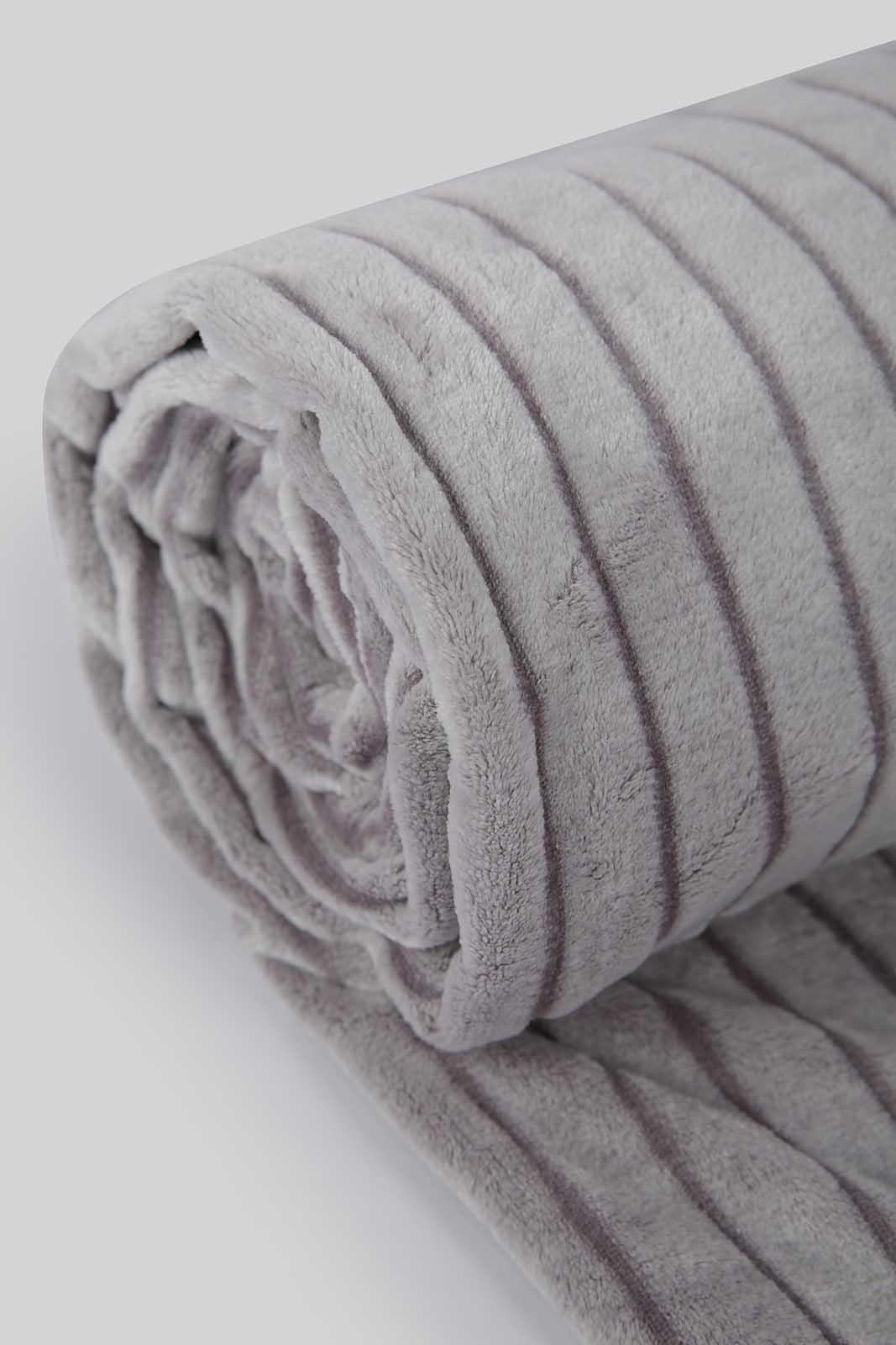 Redtag-Grey-Carved-Stripe-Blanket-(Single-Size)-Category:Blankets,-Colour:Grey,-Deals:New-In,-Filter:Home-Bedroom,-HMW-BED-Blankets,-New-In-HMW-BED,-Non-Sale,-Section:Homewares,-W22B-Home-Bedroom-