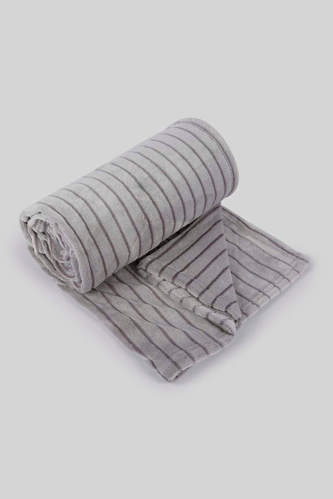 Redtag-Grey-Carved-Stripe-Blanket-(Single-Size)-Category:Blankets,-Colour:Grey,-Deals:New-In,-Filter:Home-Bedroom,-HMW-BED-Blankets,-New-In-HMW-BED,-Non-Sale,-Section:Homewares,-W22B-Home-Bedroom-