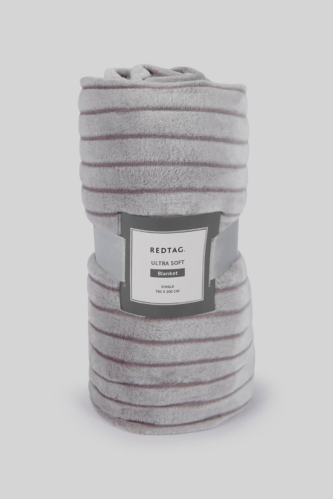 Redtag-Grey-Carved-Stripe-Blanket-(Single-Size)-Category:Blankets,-Colour:Grey,-Deals:New-In,-Filter:Home-Bedroom,-HMW-BED-Blankets,-New-In-HMW-BED,-Non-Sale,-Section:Homewares,-W22B-Home-Bedroom-
