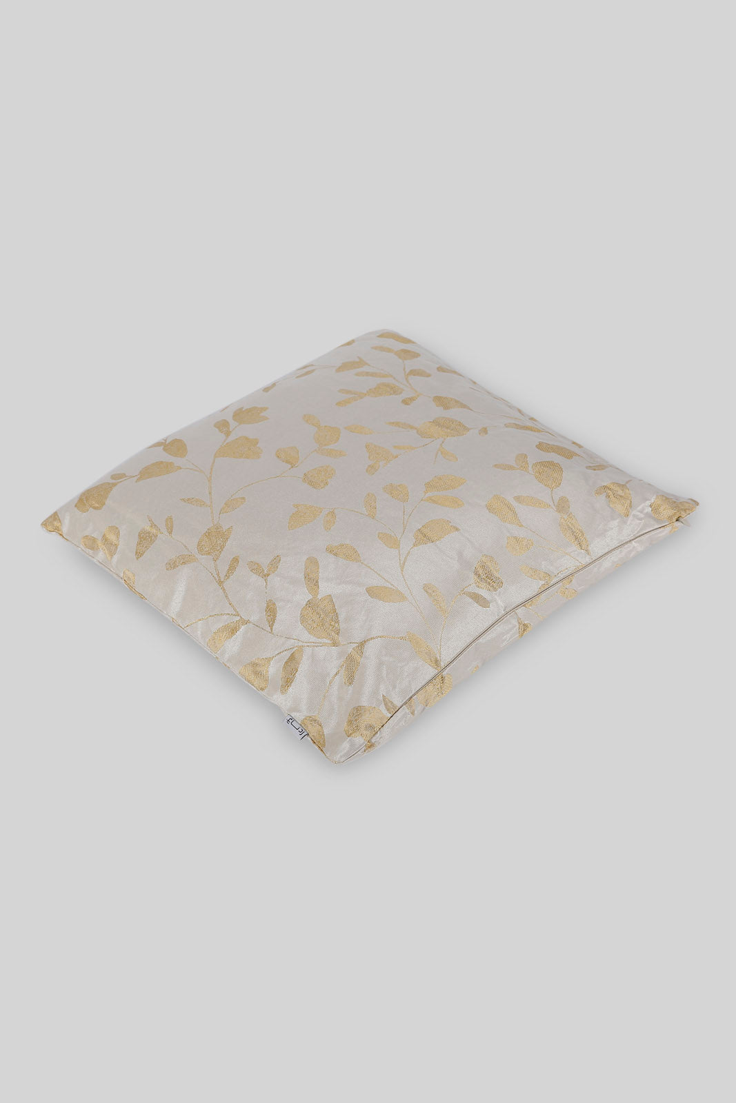 Redtag-Beige-With-Gold-Leaves-Jacquard-Cushion-Category:Cushions,-Colour:Beige,-Deals:New-In,-Filter:Home-Bedroom,-HMW-BED-Cushions,-New-In-HMW-BED,-Non-Sale,-Section:Homewares,-W22B-Home-Bedroom-