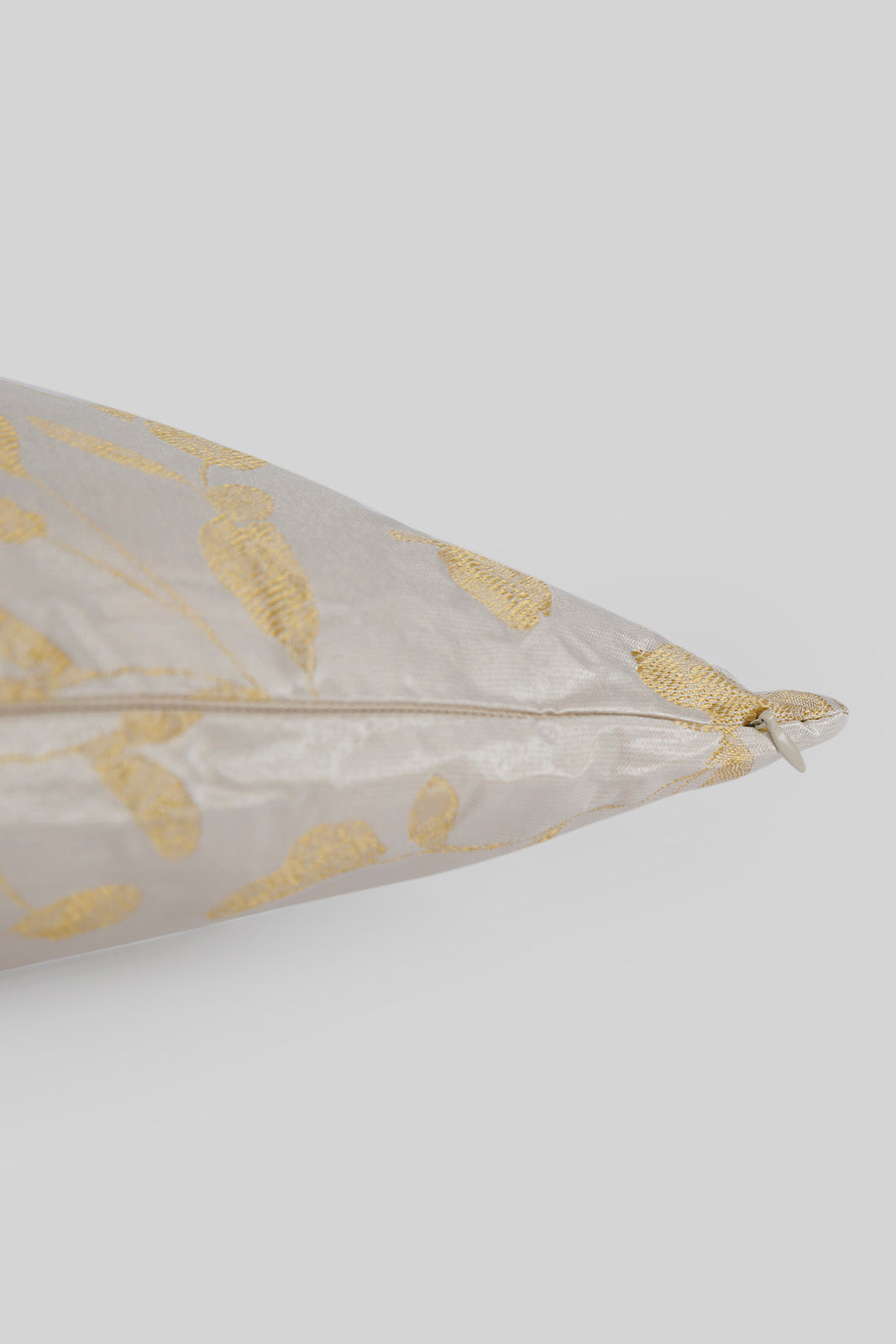 Redtag-Beige-With-Gold-Leaves-Jacquard-Cushion-Category:Cushions,-Colour:Beige,-Deals:New-In,-Filter:Home-Bedroom,-HMW-BED-Cushions,-New-In-HMW-BED,-Non-Sale,-Section:Homewares,-W22B-Home-Bedroom-