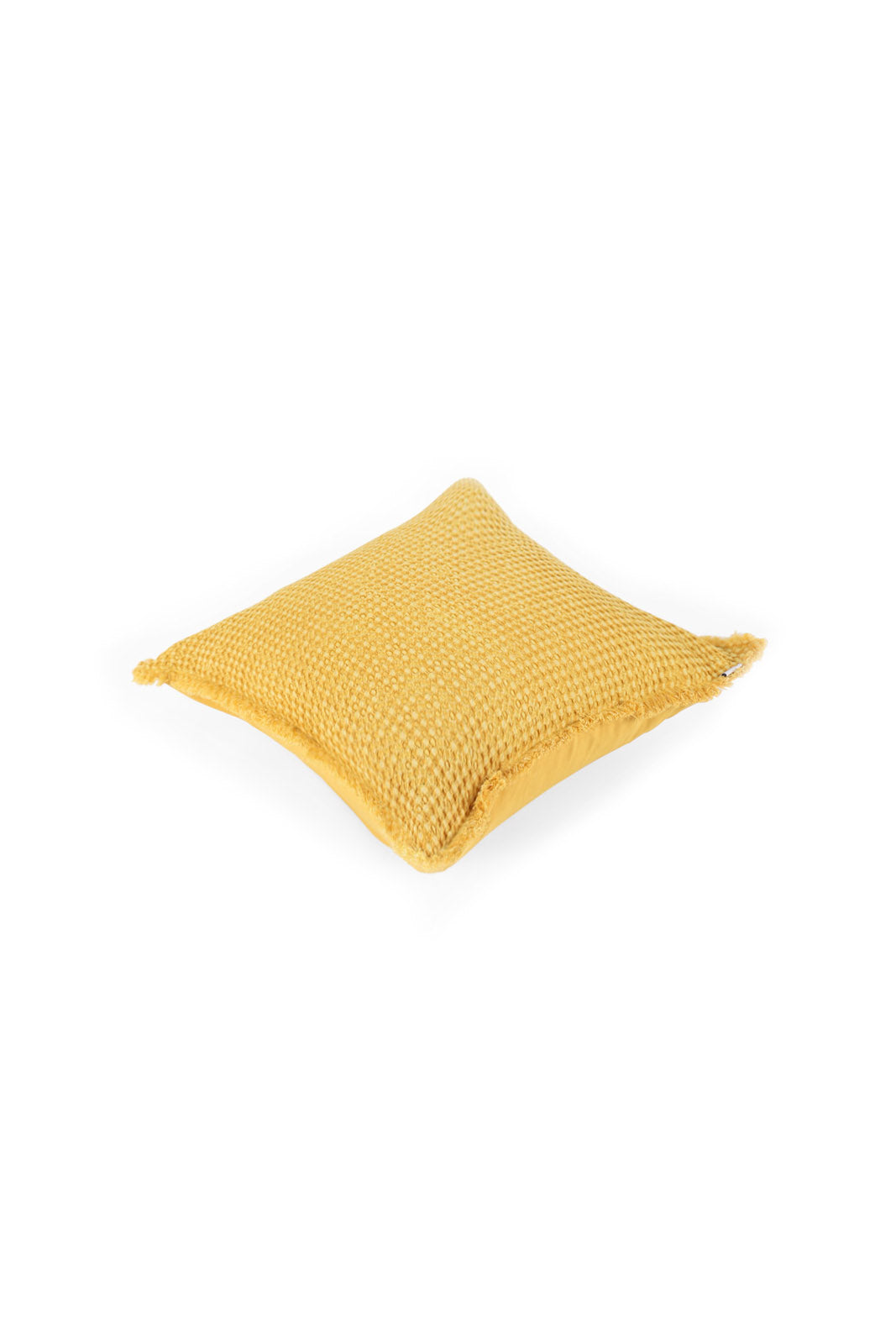 Redtag-Yellow-Textured-Cushion-With-Self-Fringe-Category:Cushions,-Colour:Yellow,-Deals:New-In,-Dept:Home,-Filter:Home-Bedroom,-HMW-BED-Cushions,-New-In-HMW-BED,-Non-Sale,-Section:Homewares,-W22B-Home-Bedroom-