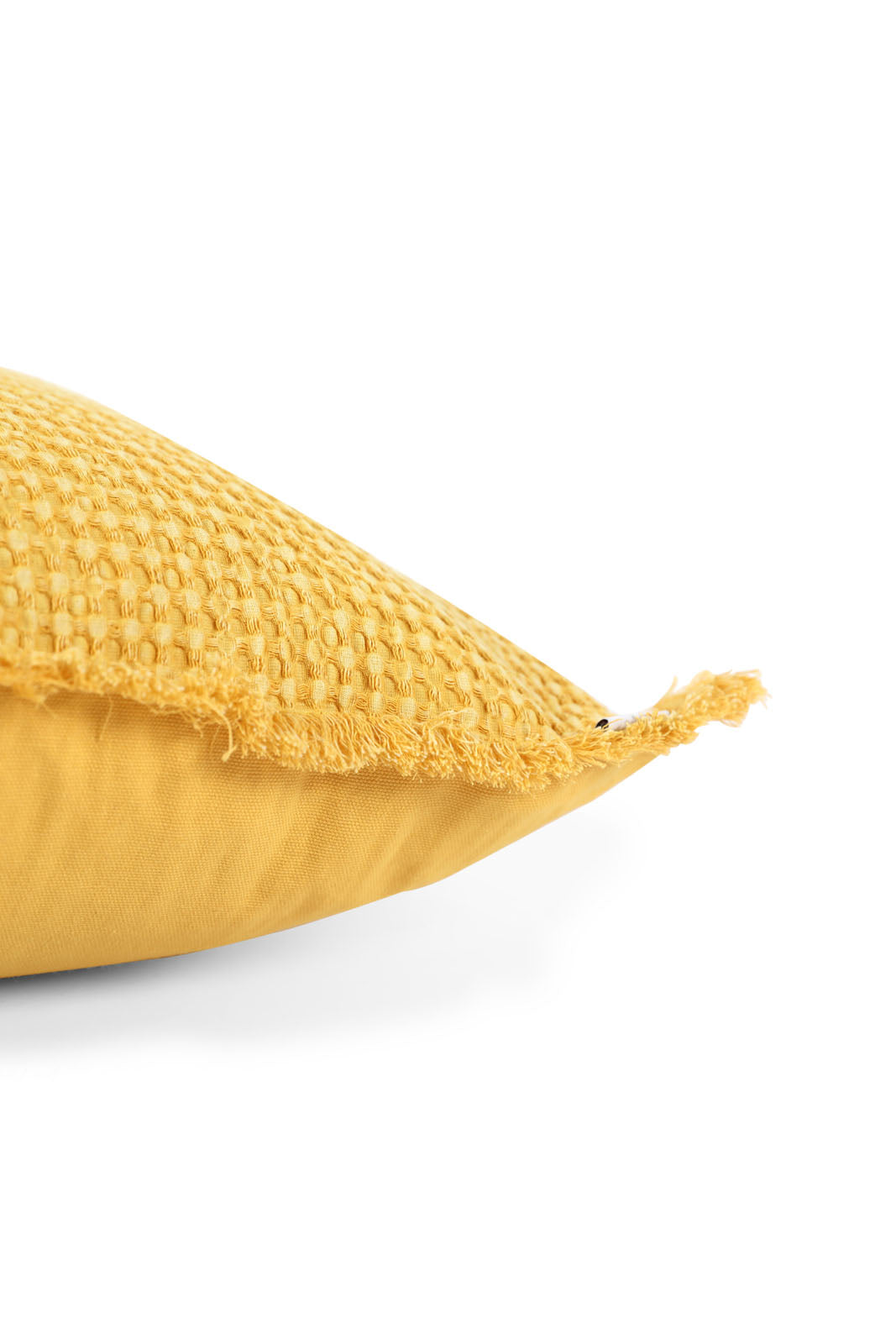 Redtag-Yellow-Textured-Cushion-With-Self-Fringe-Category:Cushions,-Colour:Yellow,-Deals:New-In,-Dept:Home,-Filter:Home-Bedroom,-HMW-BED-Cushions,-New-In-HMW-BED,-Non-Sale,-Section:Homewares,-W22B-Home-Bedroom-