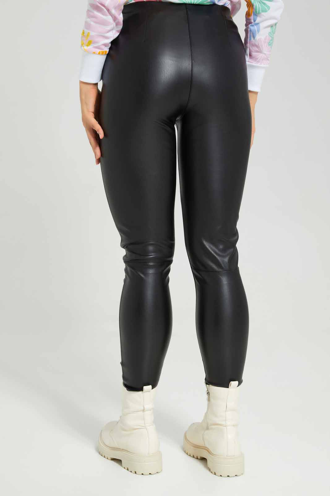 Redtag-Black-Ladies-Skinny-PU-Legging-Category:Jeggings,-Colour:Black,-Deals:New-In,-Filter:Women's-Clothing,-New-In-Women-APL,-Non-Sale,-Section:Women,-W22B,-Women-Jeggings-Women's-