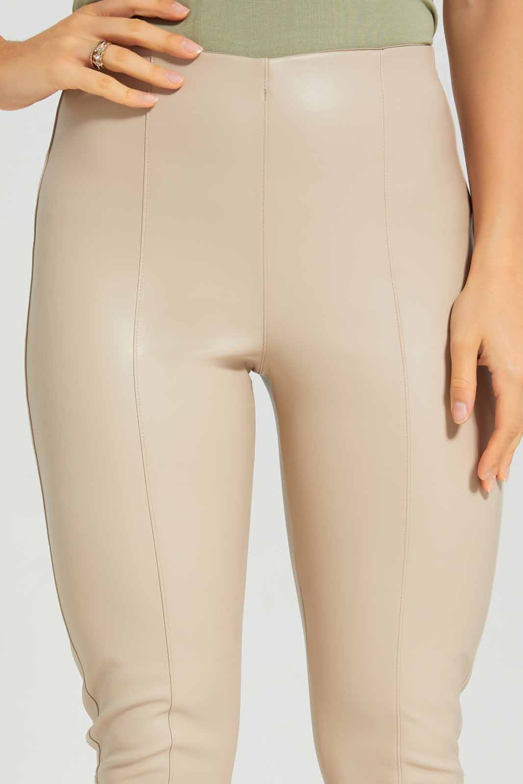 Redtag-Beige-Ladies-Skinny-PU-Legging-Category:Jeggings,-Colour:Beige,-Deals:New-In,-Filter:Women's-Clothing,-New-In-Women-APL,-Non-Sale,-Section:Women,-W22B,-Women-Jeggings-Women's-
