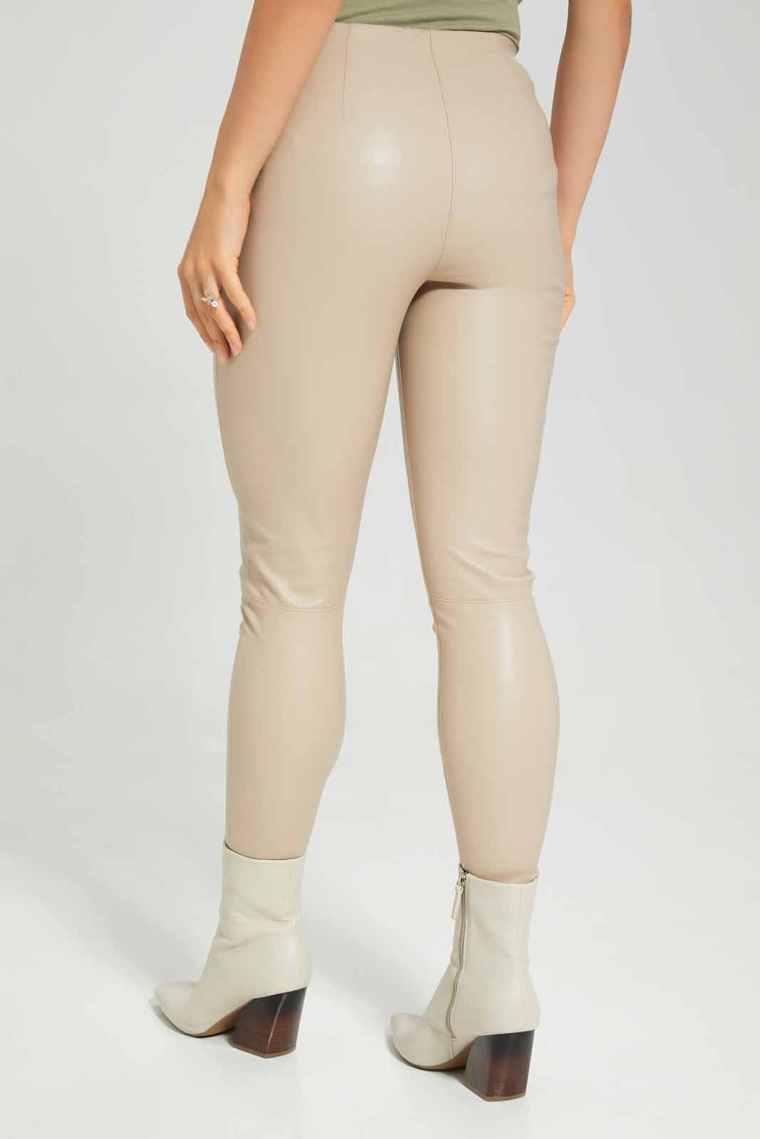 Redtag-Beige-Ladies-Skinny-PU-Legging-Category:Jeggings,-Colour:Beige,-Deals:New-In,-Filter:Women's-Clothing,-New-In-Women-APL,-Non-Sale,-Section:Women,-W22B,-Women-Jeggings-Women's-