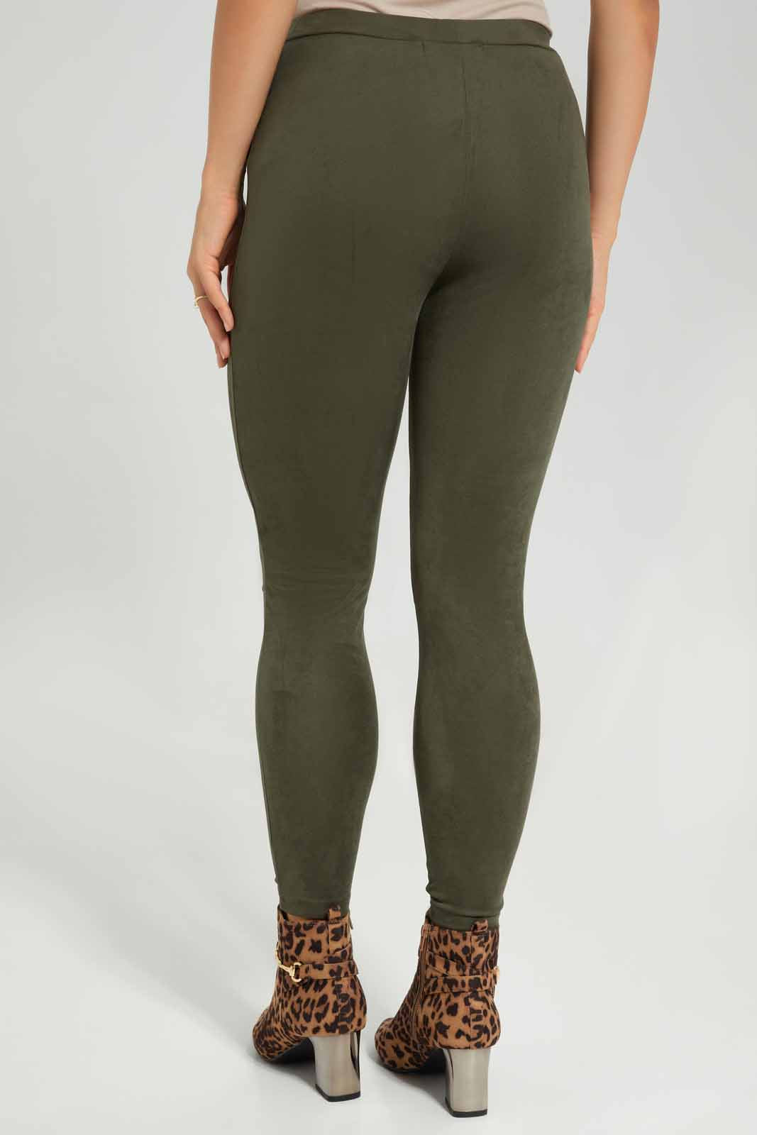 Redtag-Olive-Skinny-Suede-Legging-Category:Jeggings,-Colour:Olive,-Deals:New-In,-Filter:Women's-Clothing,-New-In-Women-APL,-Non-Sale,-Section:Women,-W22B,-Women-Jeggings-Women's-
