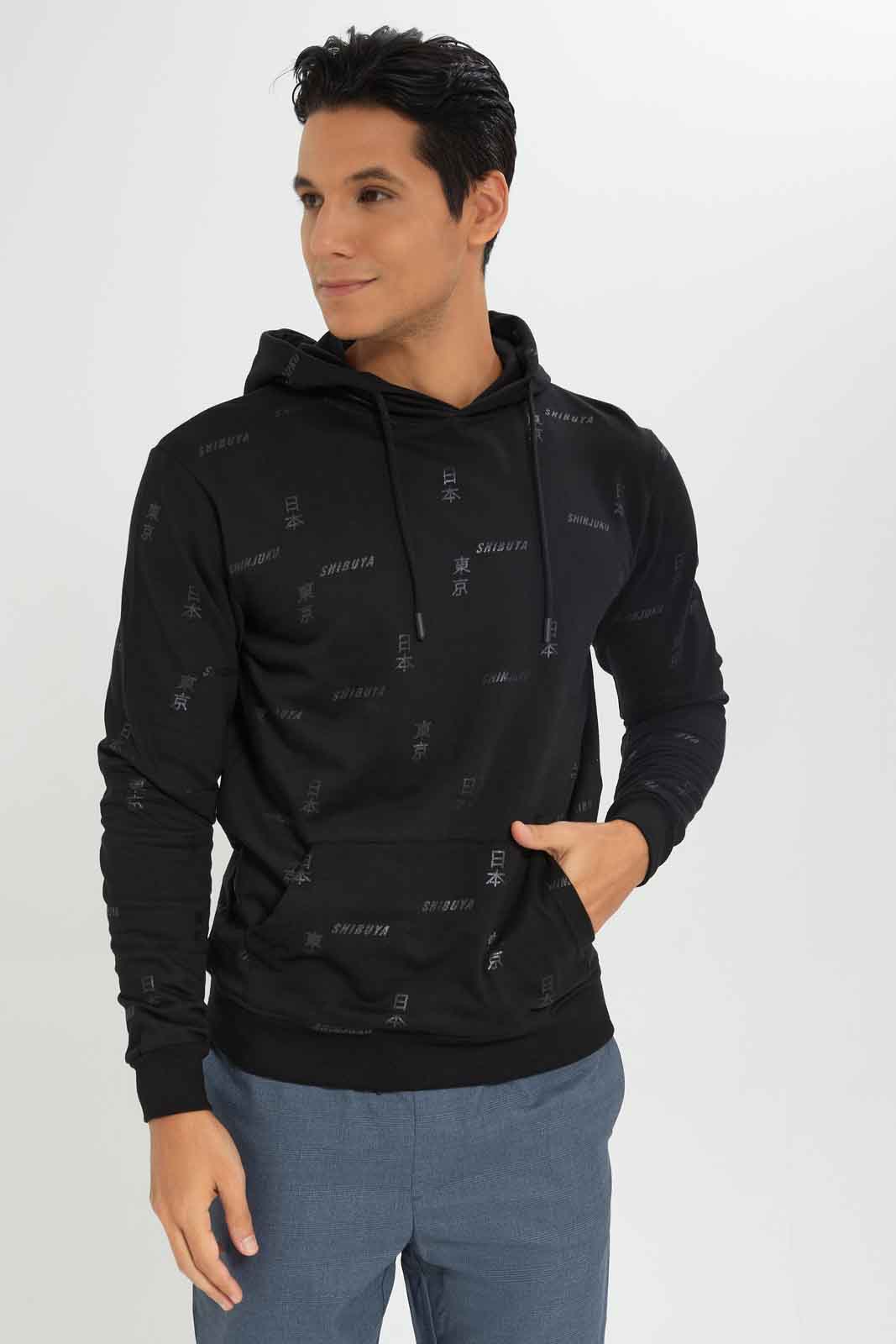 Redtag-Black-AOP-Foil-Print-Hoody-Category:Sweatshirts,-Colour:Black,-Deals:New-In,-Dept:Menswear,-Filter:Men's-Clothing,-Men-Sweatshirts,-New-In-Men-APL,-Non-Sale,-Section:Men,-W22B-Men's-