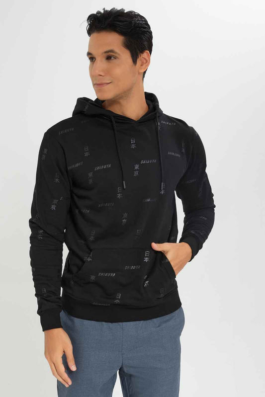 Redtag-Black-AOP-Foil-Print-Hoody-Category:Sweatshirts,-Colour:Black,-Deals:New-In,-Dept:Menswear,-Filter:Men's-Clothing,-Men-Sweatshirts,-New-In-Men-APL,-Non-Sale,-Section:Men,-W22B-Men's-