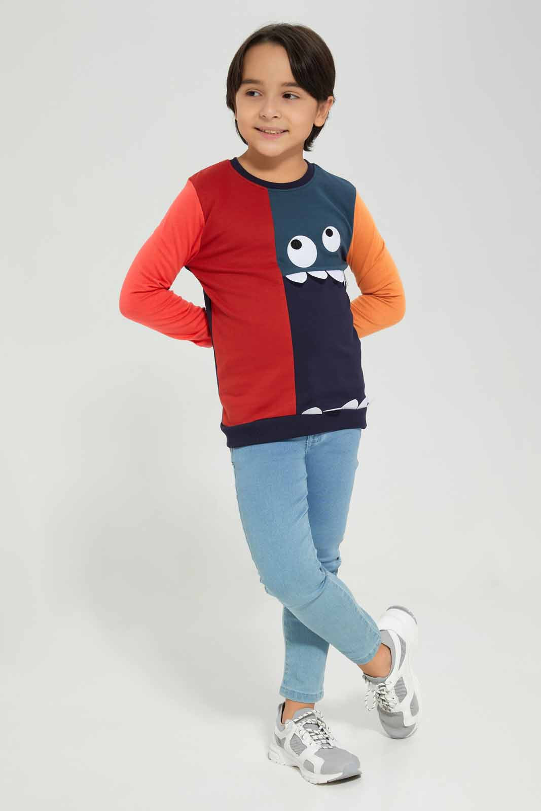 Redtag-Red-Monster-Paneled-Sweatshirt-BOY-Sweatshirts,-Category:Sweatshirts,-Colour:Red,-Deals:New-In,-Filter:Boys-(2-to-8-Yrs),-New-In-BOY-APL,-Non-Sale,-Section:Boys-(0-to-14Yrs),-W22B-Boys-2 to 8 Years