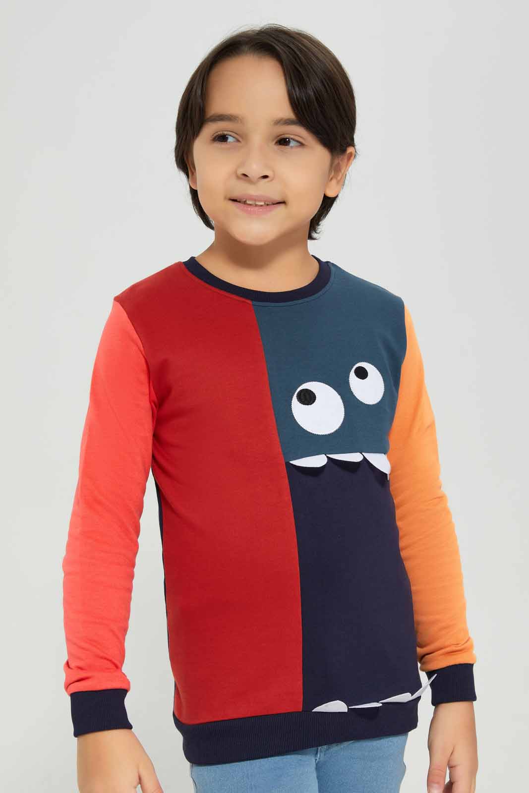 Redtag-Red-Monster-Paneled-Sweatshirt-BOY-Sweatshirts,-Category:Sweatshirts,-Colour:Red,-Deals:New-In,-Filter:Boys-(2-to-8-Yrs),-New-In-BOY-APL,-Non-Sale,-Section:Boys-(0-to-14Yrs),-W22B-Boys-2 to 8 Years