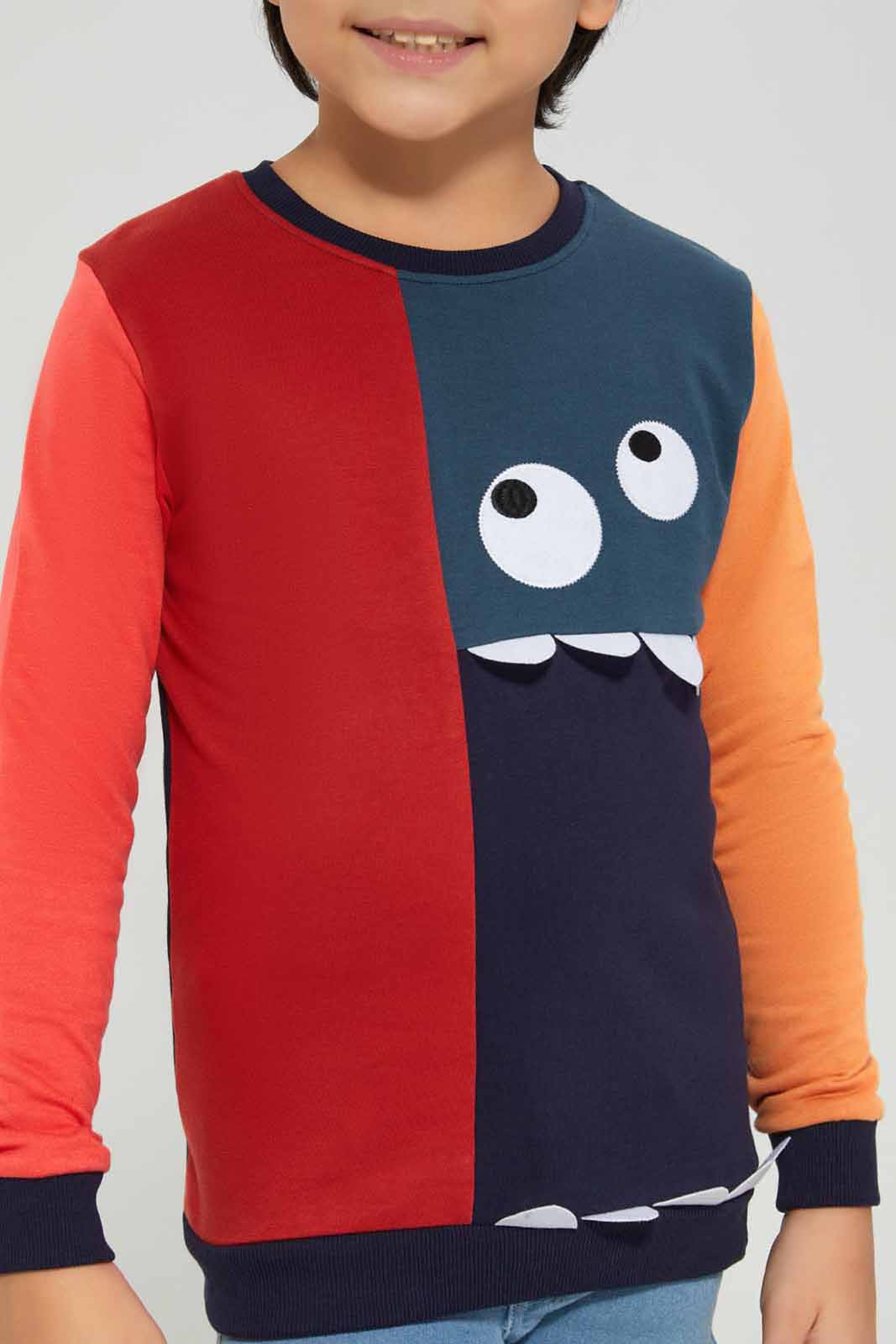 Redtag-Red-Monster-Paneled-Sweatshirt-BOY-Sweatshirts,-Category:Sweatshirts,-Colour:Red,-Deals:New-In,-Filter:Boys-(2-to-8-Yrs),-New-In-BOY-APL,-Non-Sale,-Section:Boys-(0-to-14Yrs),-W22B-Boys-2 to 8 Years
