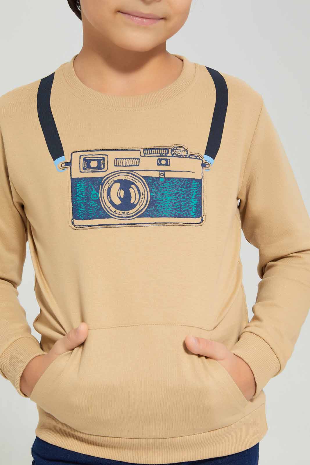Redtag-Beige-Kangaroo-Pocket-Sweatshirt-BOY-Sweatshirts,-Category:Sweatshirts,-Colour:Beige,-Deals:New-In,-Filter:Boys-(2-to-8-Yrs),-New-In-BOY-APL,-Non-Sale,-Section:Boys-(0-to-14Yrs),-W22B-Boys-2 to 8 Years
