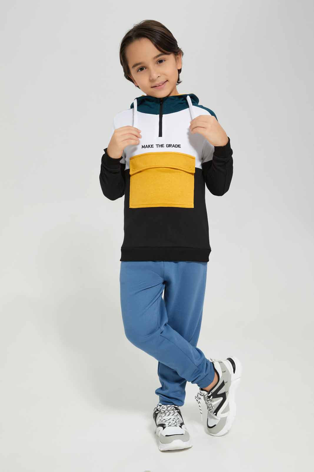 Redtag-Black-Flap-Pocket-Hooded-Sweatshirt-BOY-Sweatshirts,-Category:Sweatshirts,-Colour:Black,-Deals:New-In,-EHW,-Filter:Boys-(2-to-8-Yrs),-New-In-BOY-APL,-Non-Sale,-Section:Boys-(0-to-14Yrs),-W22B-Boys-2 to 8 Years
