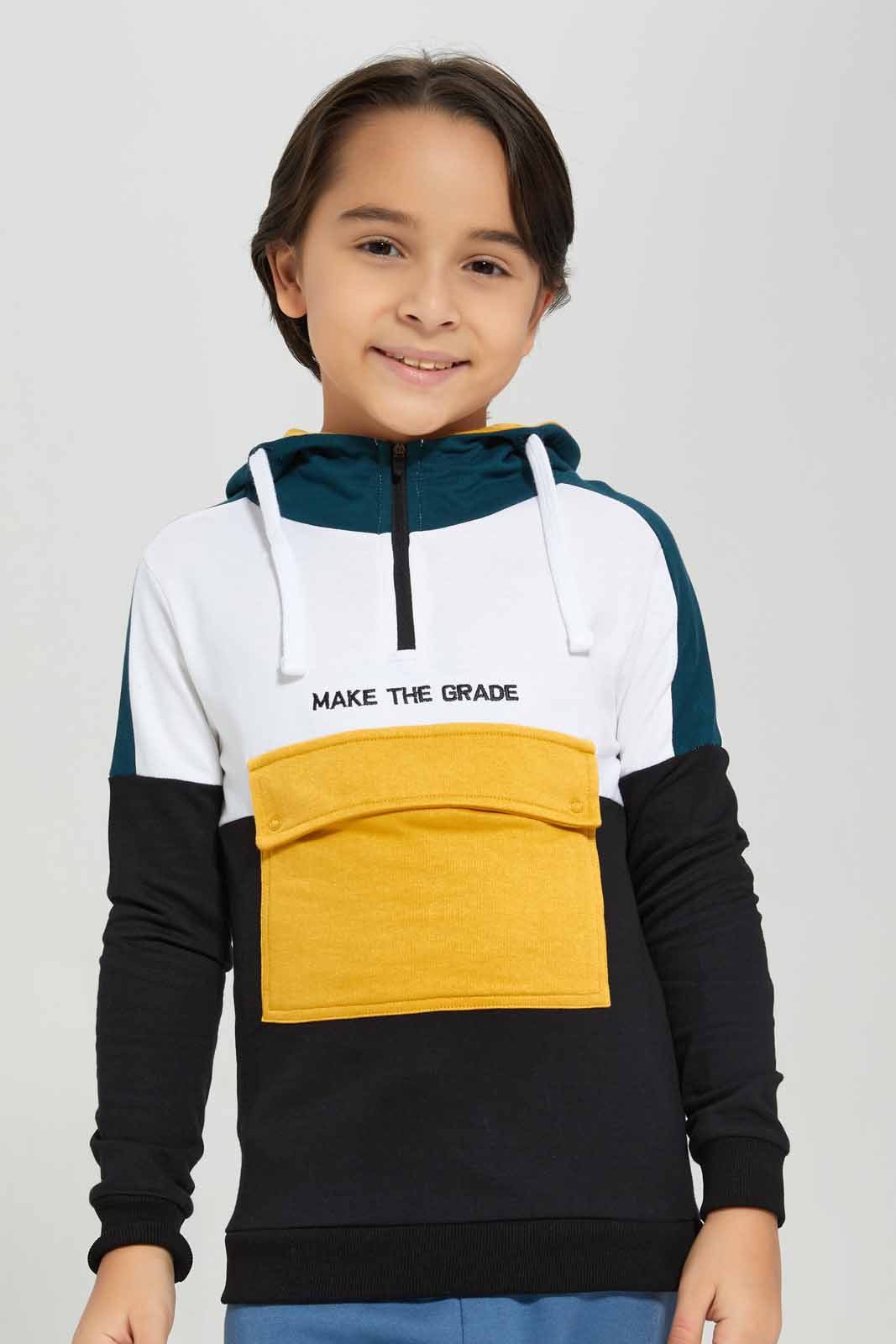 Redtag-Black-Flap-Pocket-Hooded-Sweatshirt-BOY-Sweatshirts,-Category:Sweatshirts,-Colour:Black,-Deals:New-In,-EHW,-Filter:Boys-(2-to-8-Yrs),-New-In-BOY-APL,-Non-Sale,-Section:Boys-(0-to-14Yrs),-W22B-Boys-2 to 8 Years
