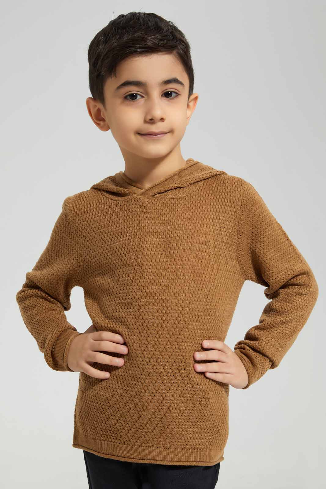 Redtag-Brown-Hooded-Jumper-BOY-Pullovers,-Category:Pullovers,-Colour:Brown,-Deals:New-In,-Filter:Boys-(2-to-8-Yrs),-New-In-BOY-APL,-Non-Sale,-Section:Boys-(0-to-14Yrs),-W22B-Boys-2 to 8 Years