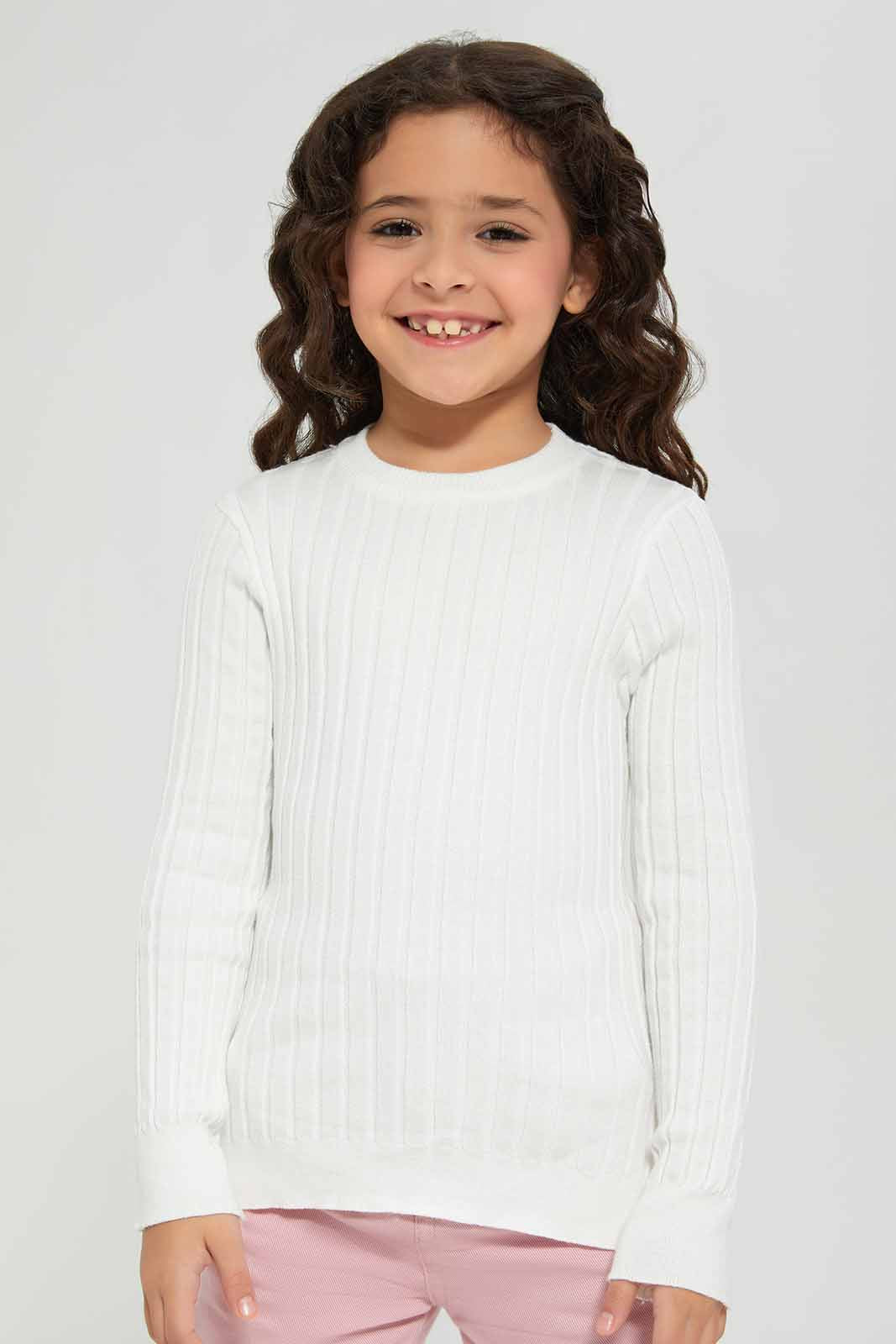 Redtag-Cream-Long-Sleeve-Pullover-Category:Pullovers,-Colour:Cream,-Deals:New-In,-Dept:Girls,-Filter:Girls-(2-to-8-Yrs),-GIR-Pullovers,-New-In-GIR-APL,-Non-Sale,-Section:Girls-(0-to-14Yrs),-W22B-Girls-2 to 8 Years