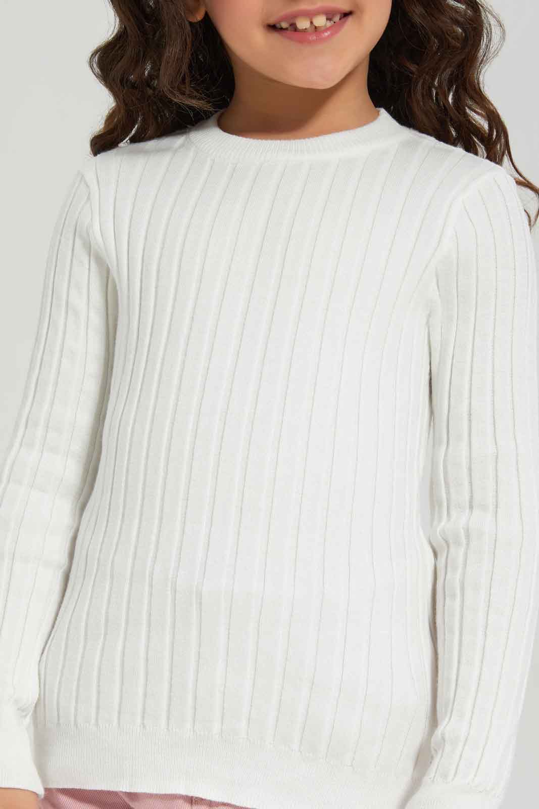 Redtag-Cream-Long-Sleeve-Pullover-Category:Pullovers,-Colour:Cream,-Deals:New-In,-Dept:Girls,-Filter:Girls-(2-to-8-Yrs),-GIR-Pullovers,-New-In-GIR-APL,-Non-Sale,-Section:Girls-(0-to-14Yrs),-W22B-Girls-2 to 8 Years