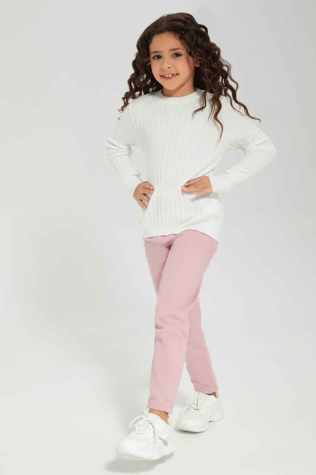 Redtag-Cream-Long-Sleeve-Pullover-Category:Pullovers,-Colour:Cream,-Deals:New-In,-Dept:Girls,-Filter:Girls-(2-to-8-Yrs),-GIR-Pullovers,-New-In-GIR-APL,-Non-Sale,-Section:Girls-(0-to-14Yrs),-W22B-Girls-2 to 8 Years
