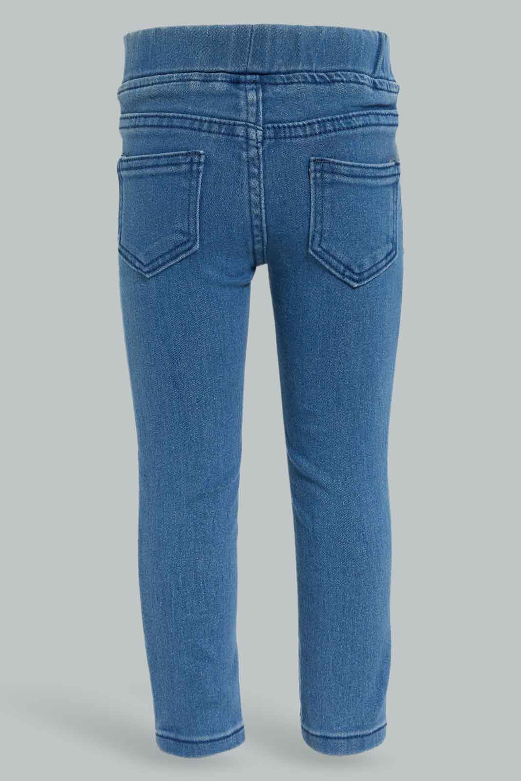 Redtag-Blue-Floral-Embroidery-Jeggings-Category:Jeggings,-Colour:Blue,-Deals:New-In,-Dept:Girls,-Filter:Infant-Girls-(3-to-24-Mths),-ING-Jeggings,-New-In-ING-APL,-Non-Sale,-Section:Girls-(0-to-14Yrs),-W22B-Infant-Girls-3 to 24 Months