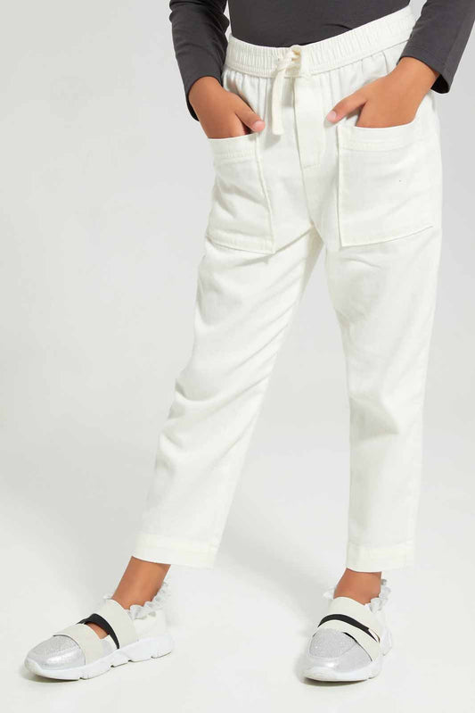 Redtag-White-Baggy-Jegging-Category:Jeggings,-Colour:White,-Deals:New-In,-Filter:Girls-(2-to-8-Yrs),-GIR-Jeggings,-New-In-GIR-APL,-Non-Sale,-Section:Girls-(0-to-14Yrs),-W22A-Girls-2 to 8 Years