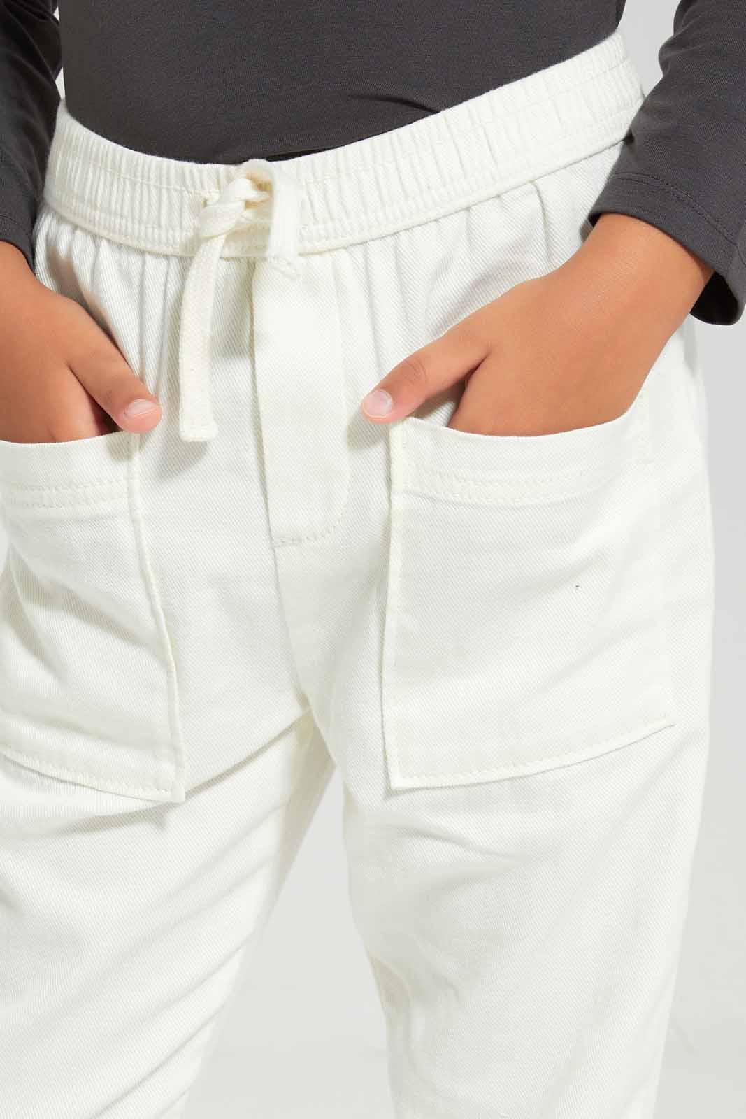 Redtag-White-Baggy-Jegging-Category:Jeggings,-Colour:White,-Deals:New-In,-Filter:Girls-(2-to-8-Yrs),-GIR-Jeggings,-New-In-GIR-APL,-Non-Sale,-Section:Girls-(0-to-14Yrs),-W22A-Girls-2 to 8 Years