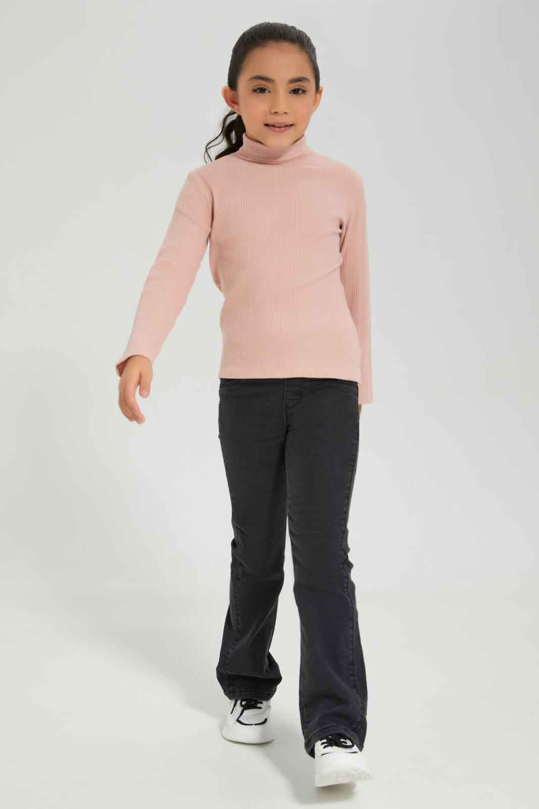 Redtag-Grey-Flared-Jegging-Category:Jeggings,-Colour:Charcoal,-Deals:New-In,-Dept:Girls,-Filter:Girls-(2-to-8-Yrs),-GIR-Jeggings,-New-In-GIR-APL,-Non-Sale,-Section:Girls-(0-to-14Yrs),-W22A-Girls-2 to 8 Years