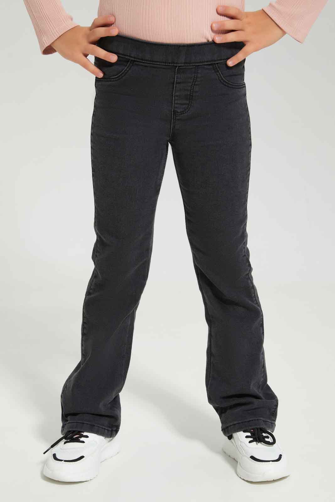 Redtag-Grey-Flared-Jegging-Category:Jeggings,-Colour:Charcoal,-Deals:New-In,-Dept:Girls,-Filter:Girls-(2-to-8-Yrs),-GIR-Jeggings,-New-In-GIR-APL,-Non-Sale,-Section:Girls-(0-to-14Yrs),-W22A-Girls-2 to 8 Years