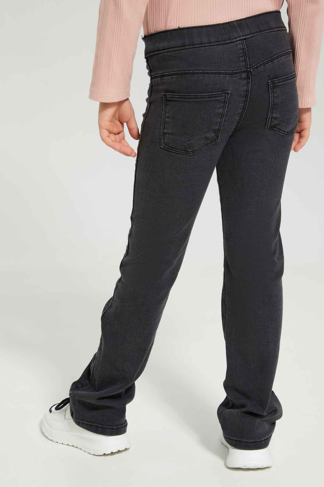 Redtag-Grey-Flared-Jegging-Category:Jeggings,-Colour:Charcoal,-Deals:New-In,-Dept:Girls,-Filter:Girls-(2-to-8-Yrs),-GIR-Jeggings,-New-In-GIR-APL,-Non-Sale,-Section:Girls-(0-to-14Yrs),-W22A-Girls-2 to 8 Years