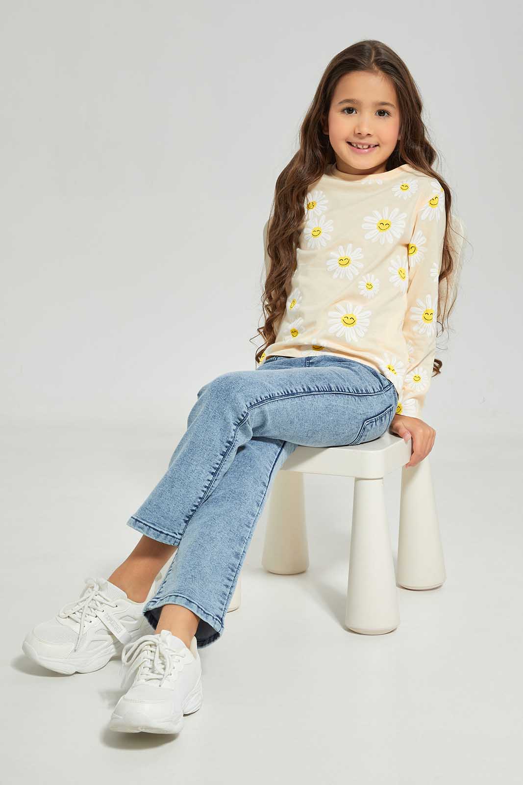 Redtag-Lt.Wash-Flared-Jegging-Category:Jeggings,-Colour:Light-Wash,-Deals:New-In,-Dept:Girls,-Filter:Girls-(2-to-8-Yrs),-GIR-Jeggings,-New-In-GIR-APL,-Non-Sale,-Section:Girls-(0-to-14Yrs),-W22A-Girls-2 to 8 Years
