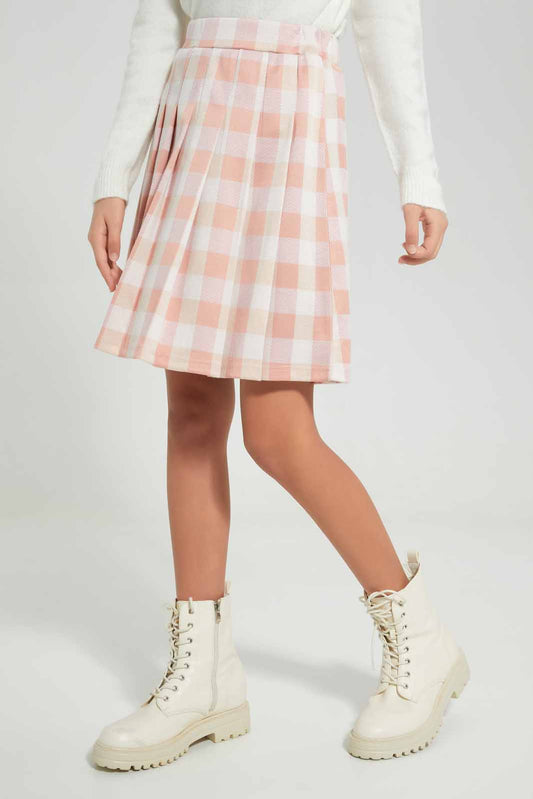 Redtag-Pink-Plaid-Skirts-Category:Skirts,-Colour:Assorted,-Deals:New-In,-Filter:Senior-Girls-(8-to-14-Yrs),-GSR-Skirts,-New-In-GSR-APL,-Non-Sale,-Section:Girls-(0-to-14Yrs),-W22B-Senior-Girls-9 to 14 Years