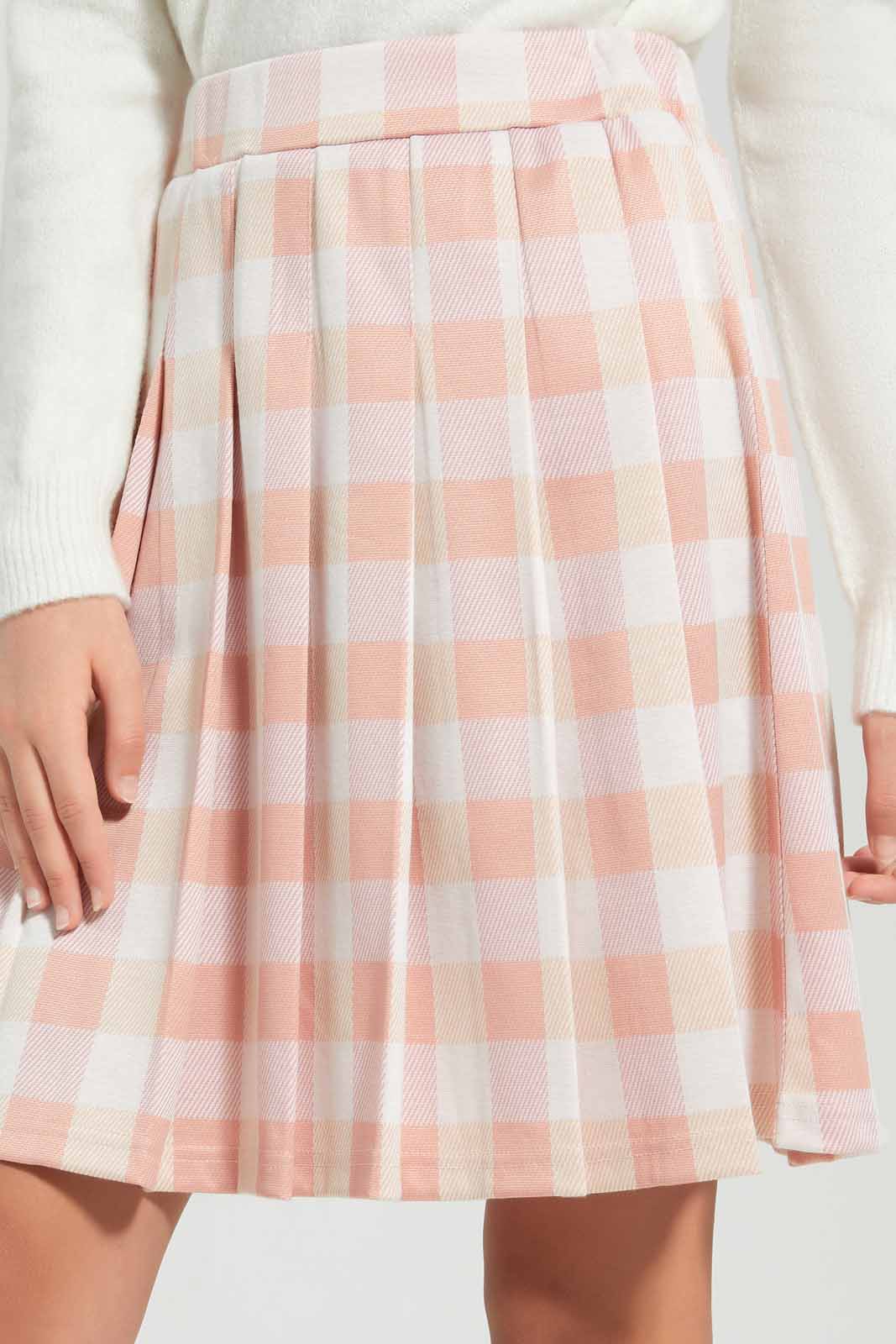 Redtag-Pink-Plaid-Skirts-Category:Skirts,-Colour:Assorted,-Deals:New-In,-Filter:Senior-Girls-(8-to-14-Yrs),-GSR-Skirts,-New-In-GSR-APL,-Non-Sale,-Section:Girls-(0-to-14Yrs),-W22B-Senior-Girls-9 to 14 Years