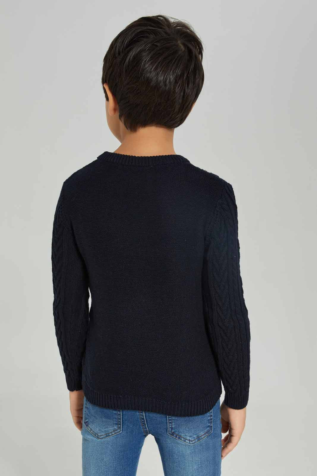 Redtag-Navy-Cable-Jumper-BOY-Pullovers,-Category:Pullovers,-Colour:Navy,-Deals:New-In,-Dept:Boys,-Filter:Boys-(2-to-8-Yrs),-New-In-BOY-APL,-Non-Sale,-Section:Boys-(0-to-14Yrs),-W22B-Boys-2 to 8 Years
