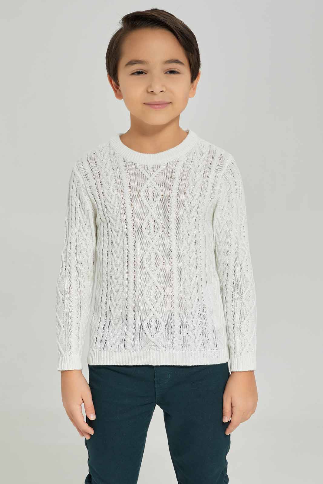 Redtag-Ecru-Cable-Jumper-BOY-Pullovers,-Category:Pullovers,-Colour:Ecru,-Deals:New-In,-Dept:Boys,-Filter:Boys-(2-to-8-Yrs),-New-In-BOY-APL,-Non-Sale,-Section:Boys-(0-to-14Yrs),-W22B-Boys-2 to 8 Years