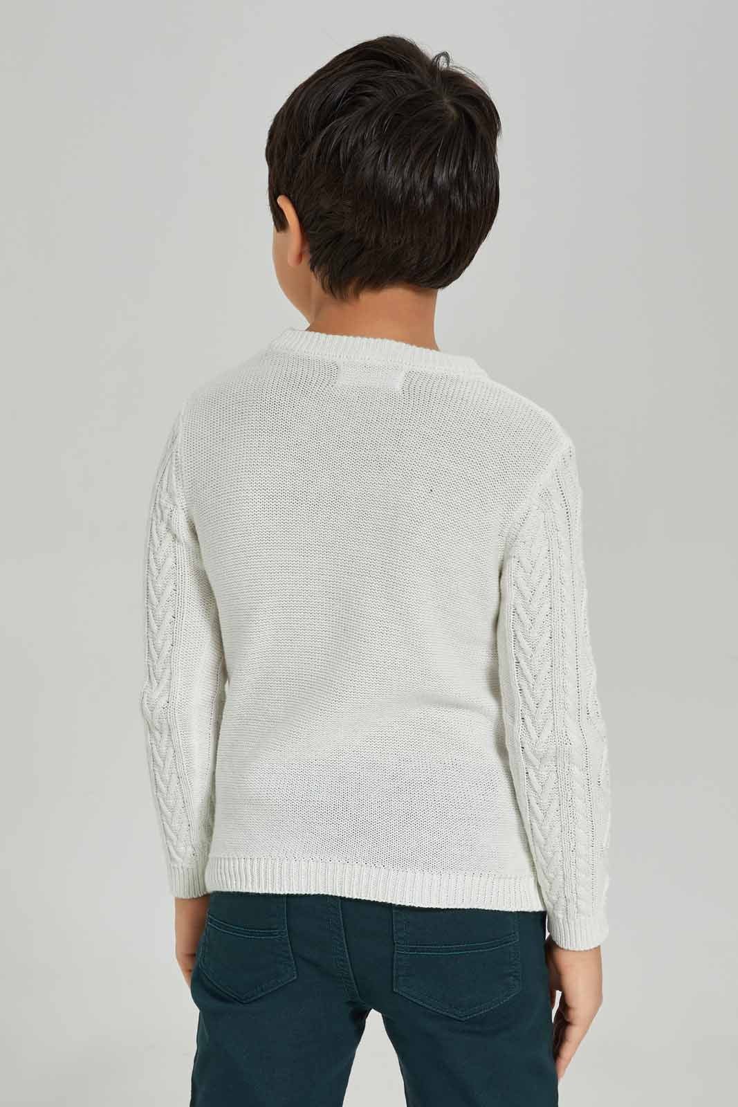 Redtag-Ecru-Cable-Jumper-BOY-Pullovers,-Category:Pullovers,-Colour:Ecru,-Deals:New-In,-Dept:Boys,-Filter:Boys-(2-to-8-Yrs),-New-In-BOY-APL,-Non-Sale,-Section:Boys-(0-to-14Yrs),-W22B-Boys-2 to 8 Years