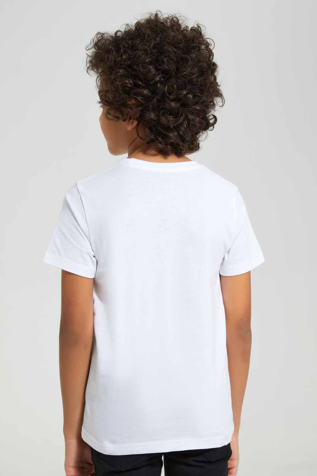 Redtag-White-Lion-Print-Short-Sleeve-T---shirt-BOY-T-Shirts,-Category:T-Shirts,-Colour:White,-Deals:New-In,-Filter:Boys-(2-to-8-Yrs),-New-In-BOY-APL,-Non-Sale,-Section:Boys-(0-to-14Yrs),-TBL,-W22A-Boys-2 to 8 Years
