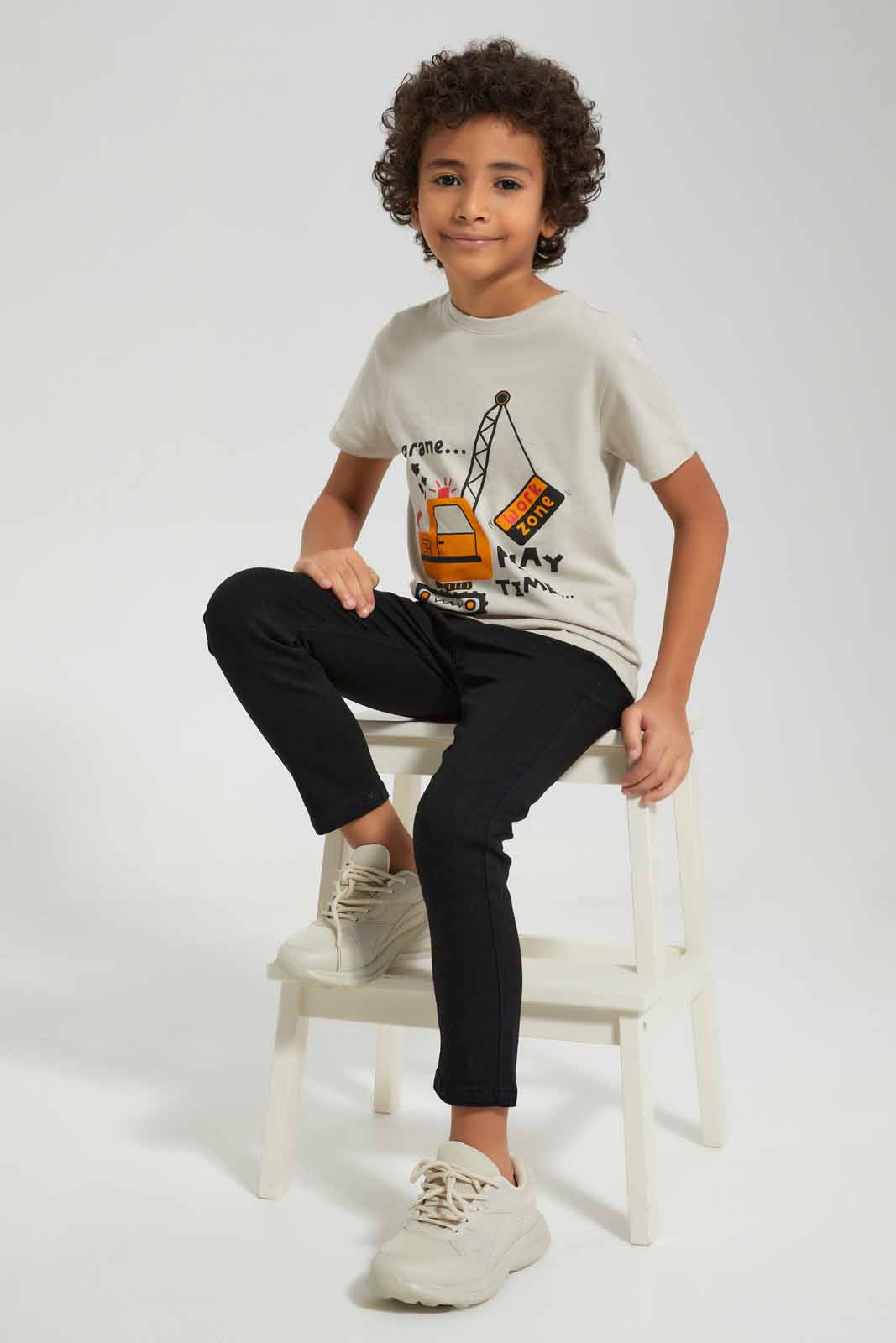 Redtag-Stone-Crane-Print-Short-Sleeve-T---shirt-BOY-T-Shirts,-Category:T-Shirts,-Colour:Beige,-Deals:New-In,-Filter:Boys-(2-to-8-Yrs),-New-In-BOY-APL,-Non-Sale,-Section:Boys-(0-to-14Yrs),-TBL,-W22A-Boys-2 to 8 Years
