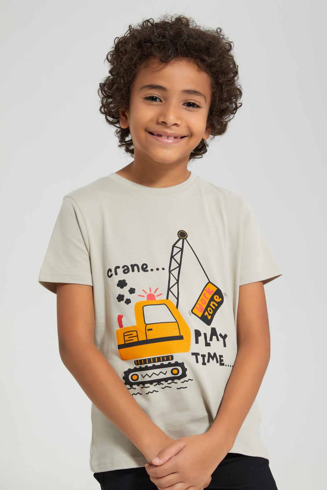Redtag-Stone-Crane-Print-Short-Sleeve-T---shirt-BOY-T-Shirts,-Category:T-Shirts,-Colour:Beige,-Deals:New-In,-Filter:Boys-(2-to-8-Yrs),-New-In-BOY-APL,-Non-Sale,-Section:Boys-(0-to-14Yrs),-TBL,-W22A-Boys-2 to 8 Years