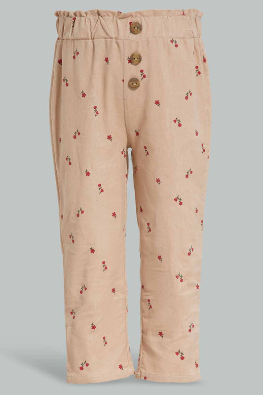 Redtag-Beige-Corduroy-Florl-AOP-Trousser-Category:Trousers,-Colour:Beige,-Deals:New-In,-Filter:Infant-Girls-(3-to-24-Mths),-ING-Trousers,-New-In-ING-APL,-Non-Sale,-Section:Girls-(0-to-14Yrs),-W22B-Infant-Girls-3 to 24 Months