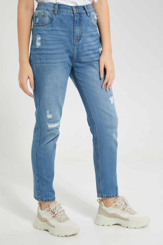 Redtag-Dk-Wash-Mon's-Fit-Category:Jeggings,-Colour:Dark-Wash,-Deals:New-In,-Filter:Senior-Girls-(8-to-14-Yrs),-FIT-WALL-(FTW),-GSR-Jeggings,-New-In-GSR-APL,-Non-Sale,-Section:Girls-(0-to-14Yrs),-W22B-Senior-Girls-9 to 14 Years