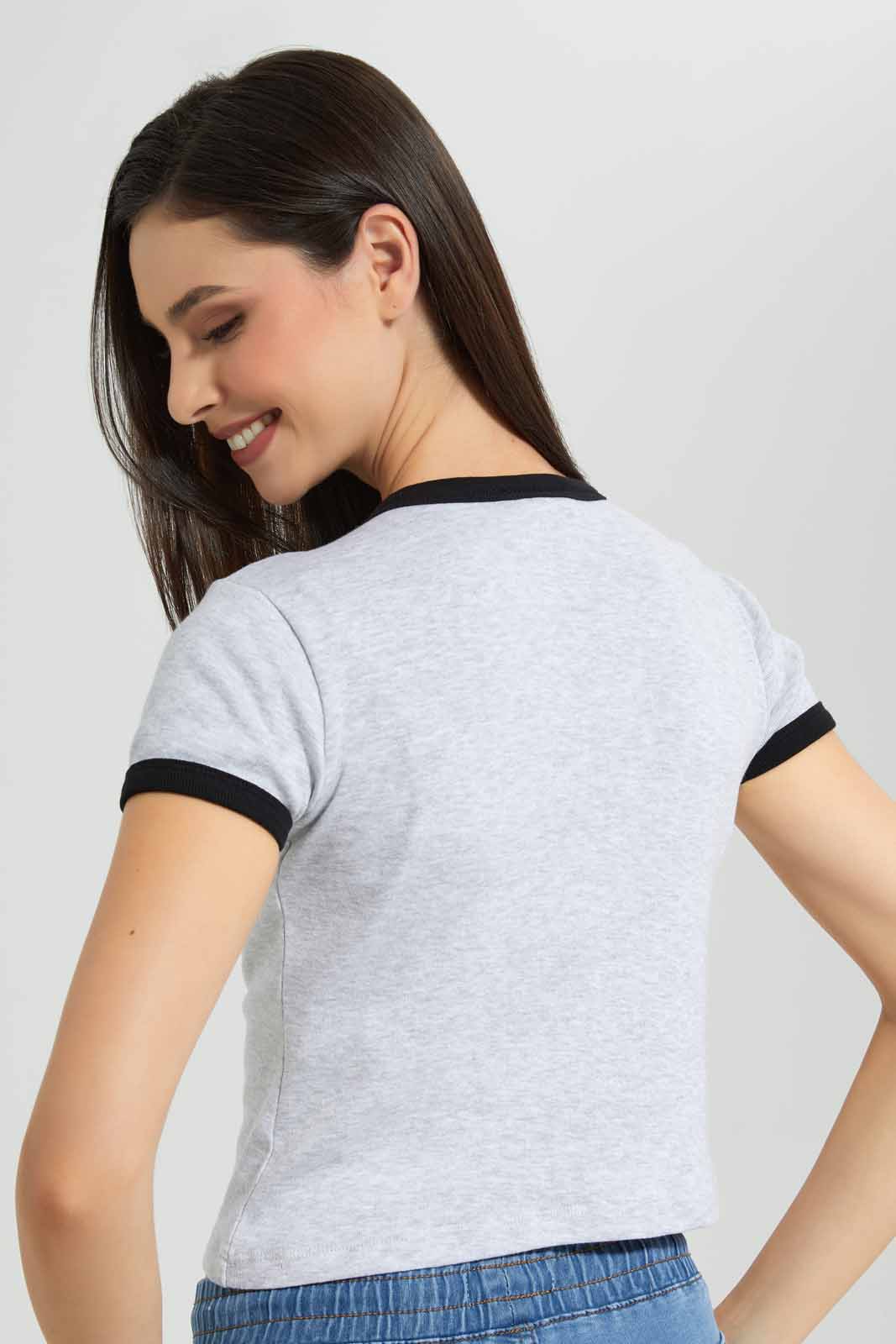 Redtag-Grey-Melange-Mickey-Ringer-T-Shirt-Category:T-Shirts,-CHR,-Colour:Grey,-Deals:New-In,-Filter:Women's-Clothing,-New-In-Women-APL,-Non-Sale,-Section:Women,-W22A,-Women-T-Shirts-Women's-