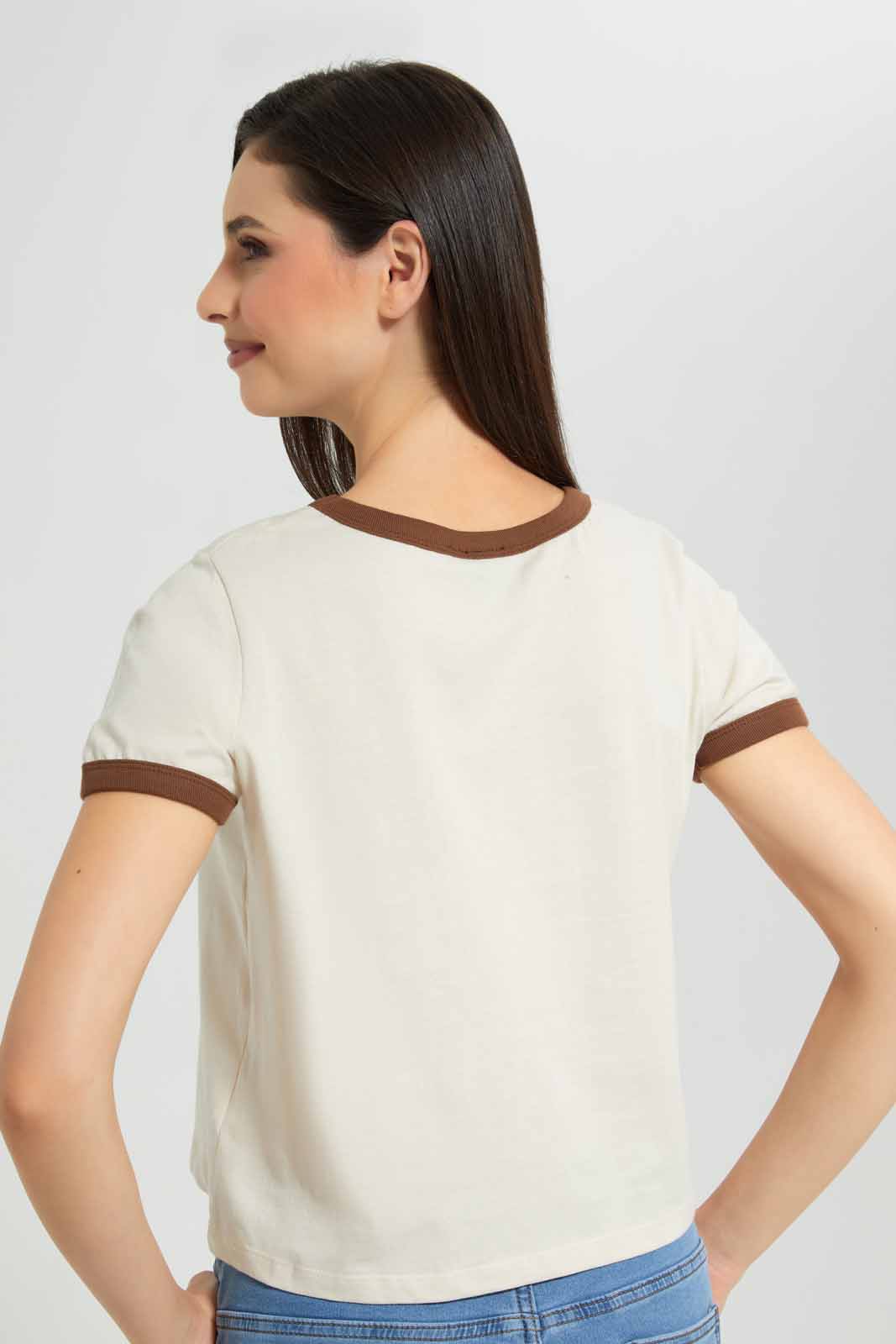 Redtag-Beige-Mickey-Ringer-T-Shirt-Category:T-Shirts,-CHR,-Colour:Beige,-Deals:New-In,-Filter:Women's-Clothing,-New-In-Women-APL,-Non-Sale,-Section:Women,-W22A,-Women-T-Shirts-Women's-
